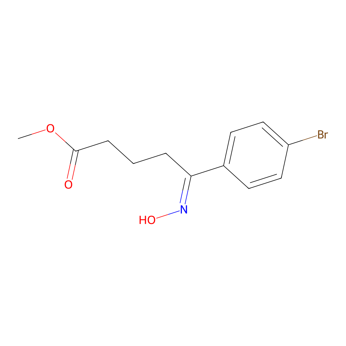 Methyl 5-(4-bromophenyl)-5-(hydroxyimino)pentanoate molecular structure, CAS 1799442-84-4