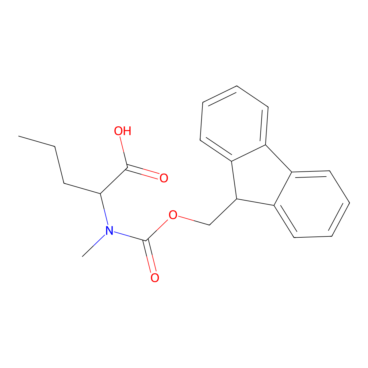 (R)-2-((((9H-Fluoren-9-yl)methoxy)carbonyl)(methyl)amino)pentanoic acid molecular structure, CAS 1799443-42-7