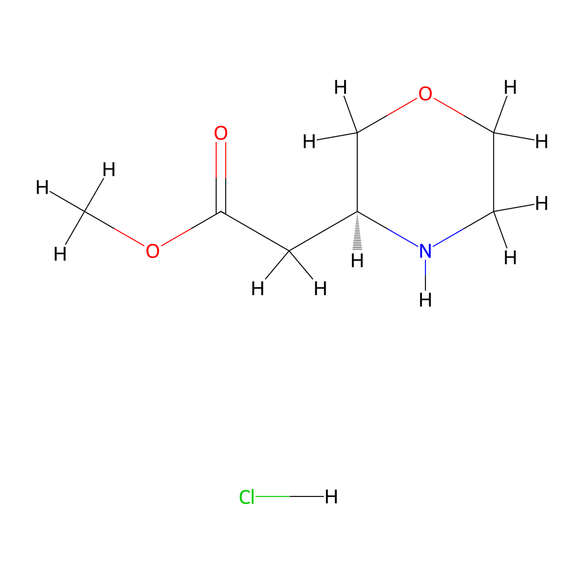 (S)-Methyl 2-(morpholin-3-yl)acetate hydrochloride molecular structure, CAS 1799443-47-2