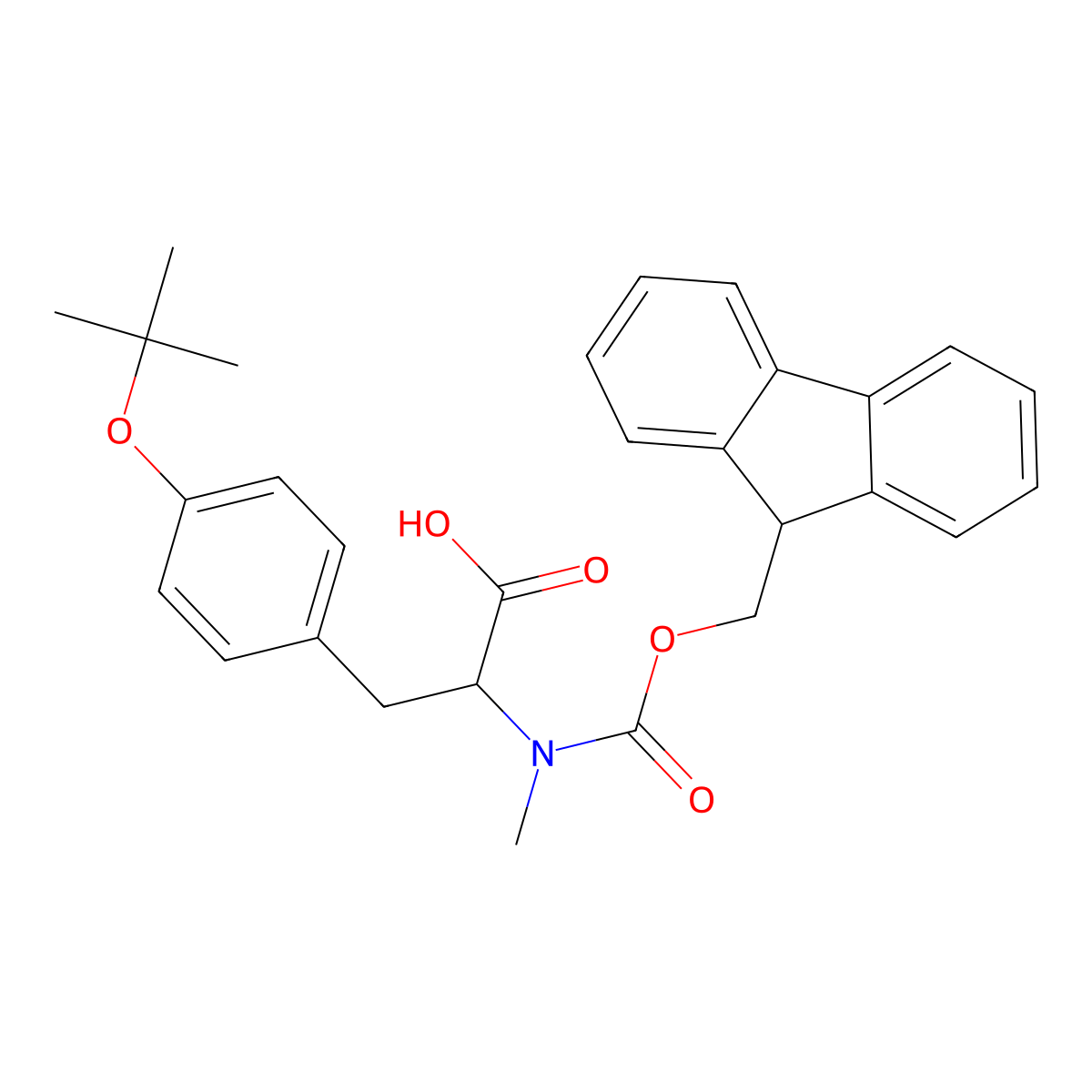 (R)-2-((((9H-Fluoren-9-yl)methoxy)carbonyl)(methyl)amino)-3-(4-(tert-butoxy)phenyl)propanoic acid molecular structure, CAS 1799443-50-7
