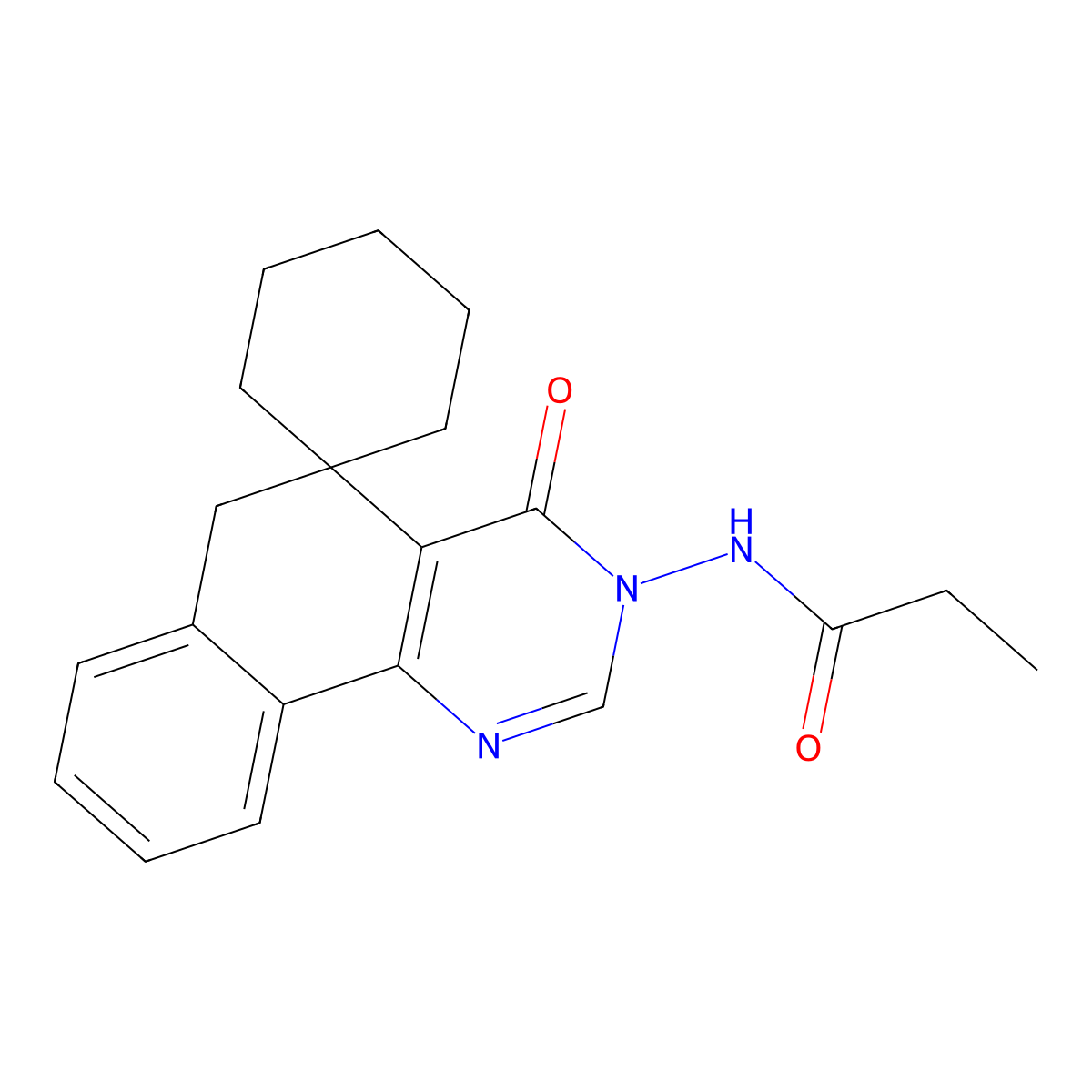N-(4-oxo-5,6-dihydrospiro[benzo[h]quinazoline-5,1'-cyclohexane]-3(4H)-yl)propanamide molecular structure, CAS 179946-09-9