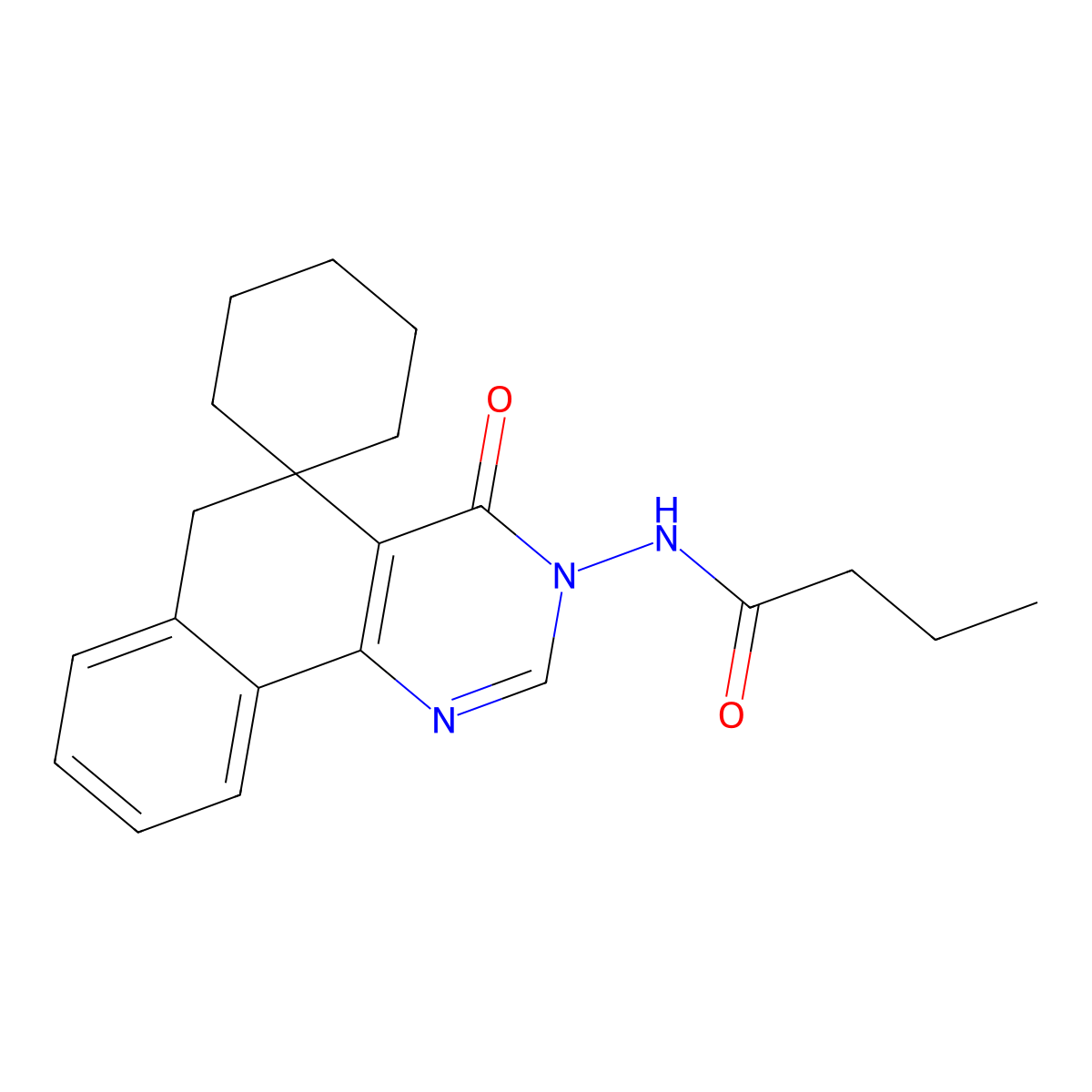 N-(4-oxospiro[6H-benzo[h]quinazoline-5,1'-cyclohexane]-3-yl)butanamide molecular structure, CAS 179946-10-2