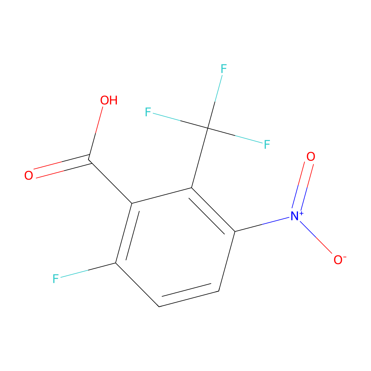 6-Fluoro-3-nitro-2-trifluoromethyl-benzoic acid molecular structure, CAS 179946-63-5