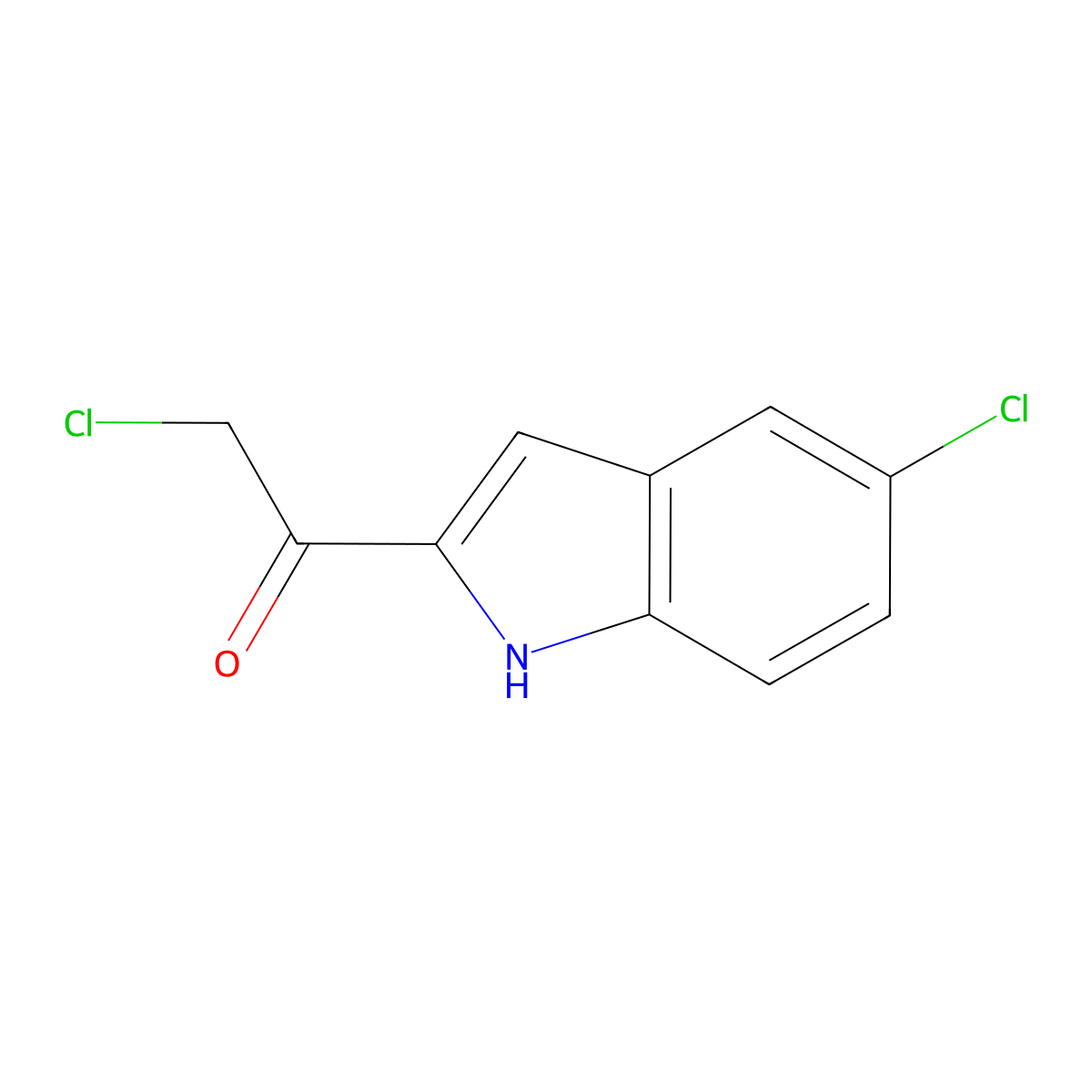 2-chloro-1-(5-chloro-1H-indol-2-yl)ethan-1-one molecular structure, CAS 1799477-12-5