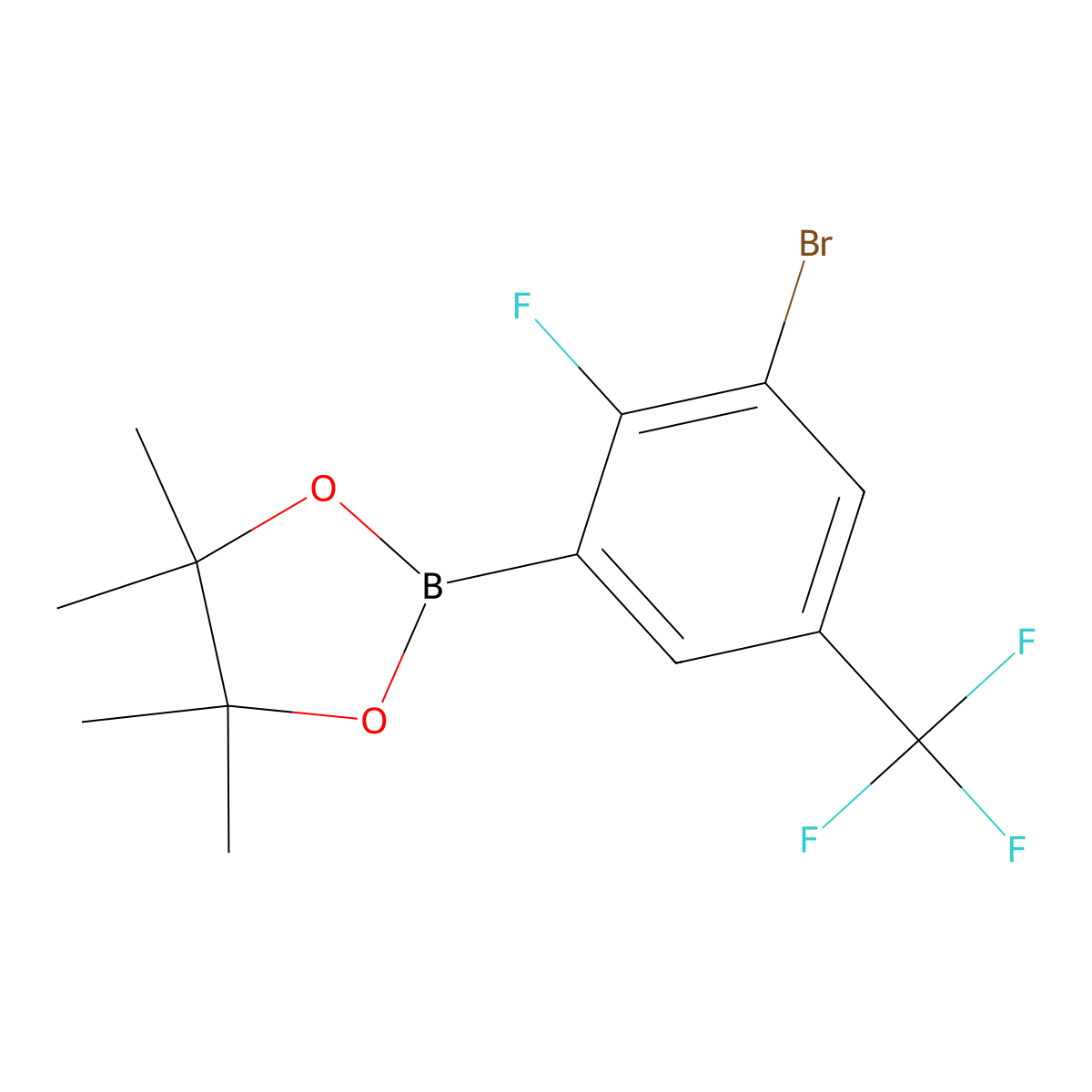 3-Bromo-2-fluoro-5-trifluoromethylphenylboronic acid pinacol ester molecular structure, CAS 1799485-19-0