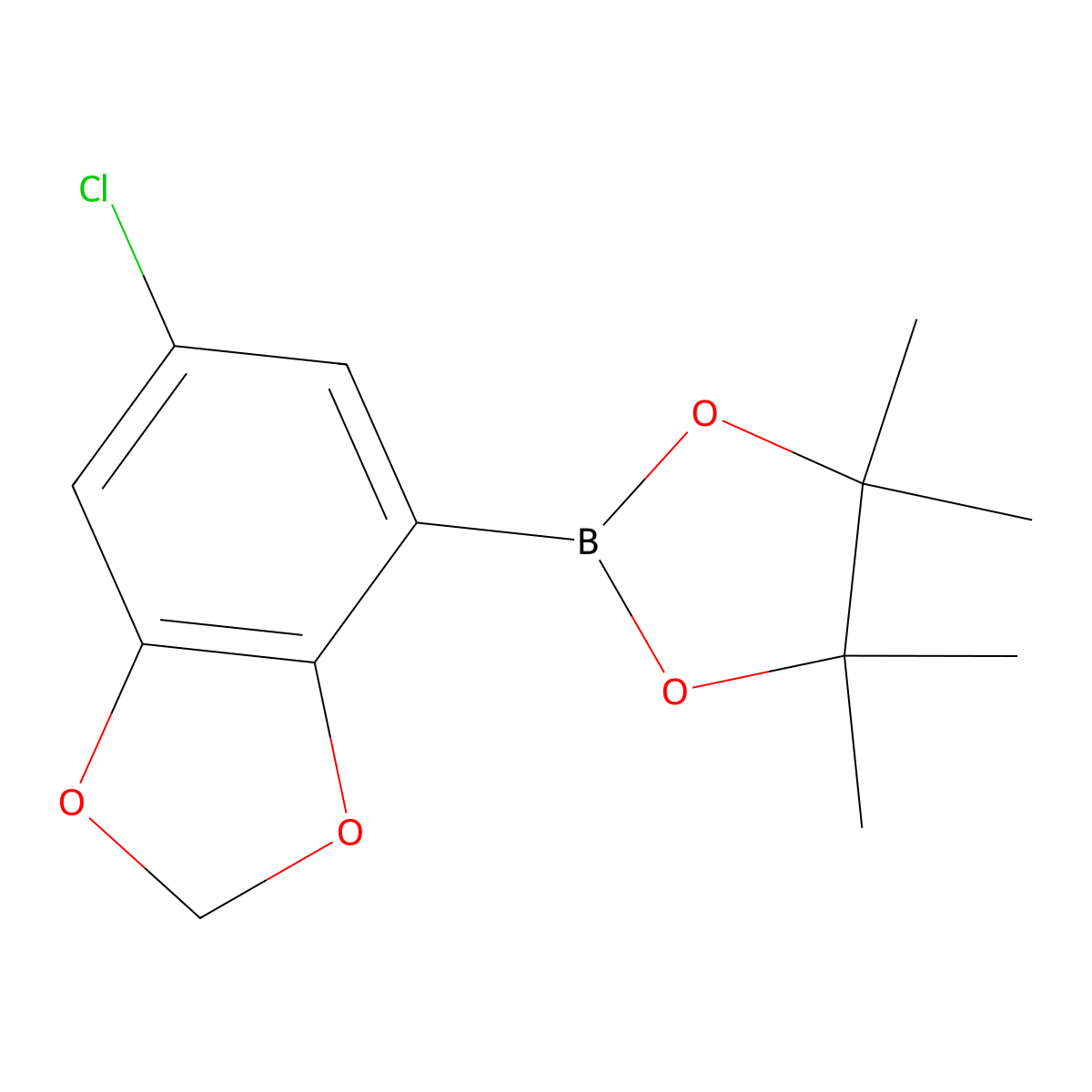 1,3-Benzodioxole, 6-chloro-4-(4,4,5,5-tetramethyl-1,3,2-dioxaborolan-2-yl)- molecular structure, CAS 1799485-21-4
