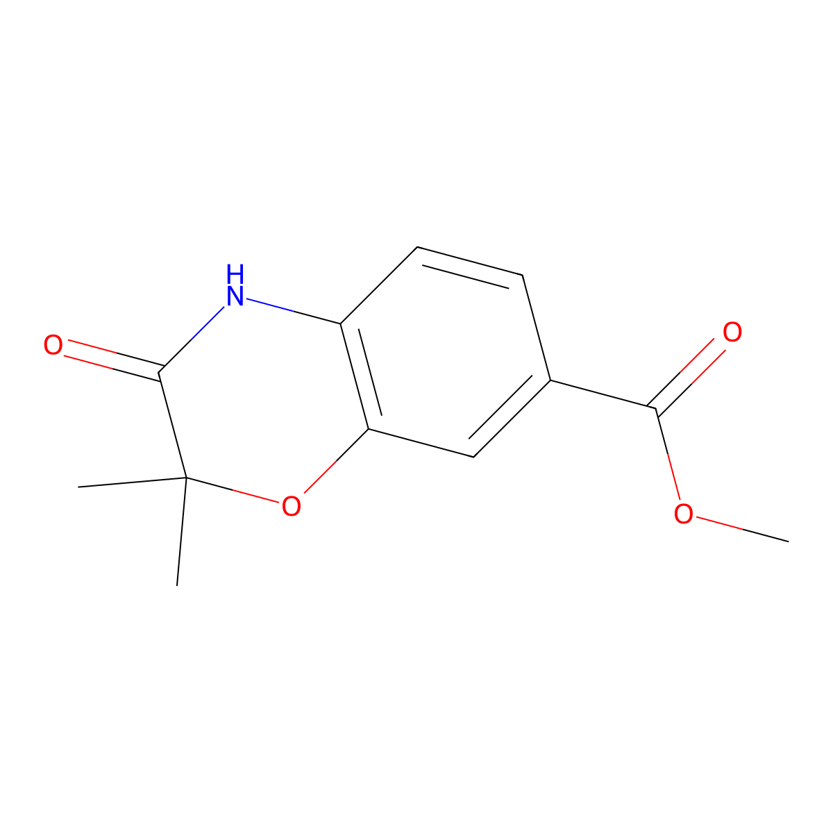Methyl 3,4-dihydro-2,2-dimethyl-3-oxo-2H-1,4-benzoxazine-7-carboxylate molecular structure, CAS 179950-70-0