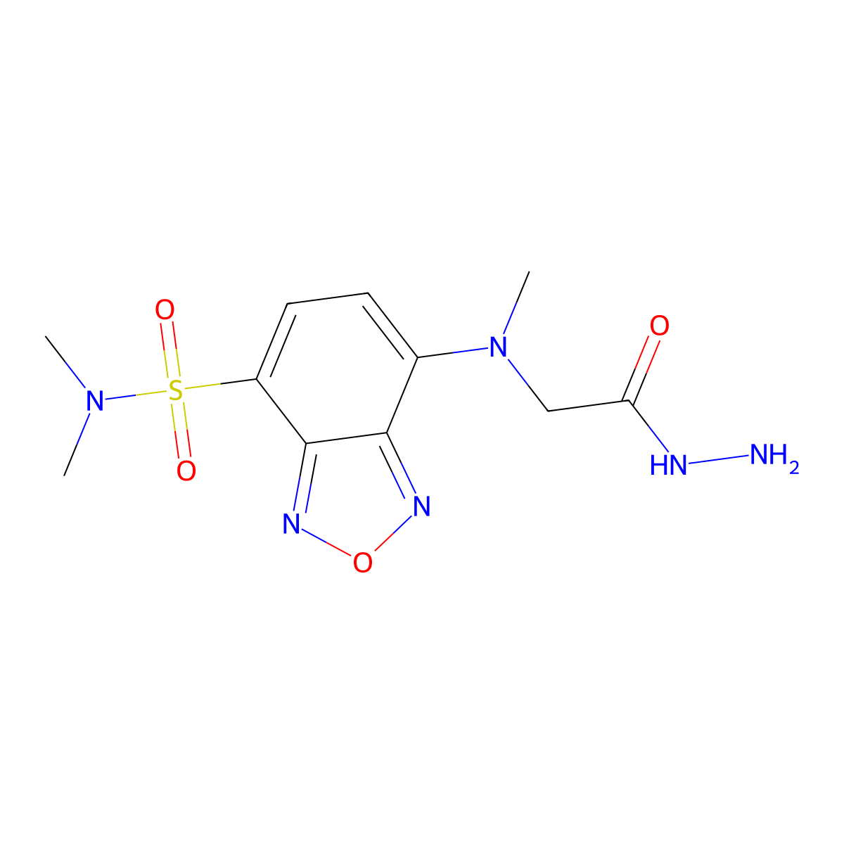 DBD-CO-Hz [=4-(N,N-Dimethylaminosulfonyl)-7-(N-hydrazinocarbonylmethyl-N-methyl)amino-2,1,3-benzoxadiazole] [for HPLC Labeling] molecular structure, CAS 179951-63-4