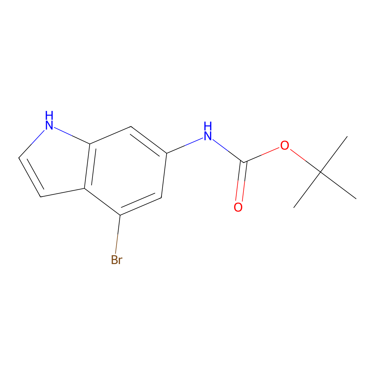 tert-butyl N-(4-bromo-1H-indol-6-yl)carbamate molecular structure, CAS 1799530-98-5