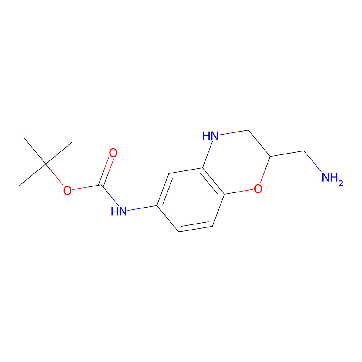 tert-Butyl (S)-(2-(aminomethyl)-3,4-dihydro-2H-benzo[b][1,4]oxazin-6-yl)carbamate molecular structure, CAS 1799545-33-7