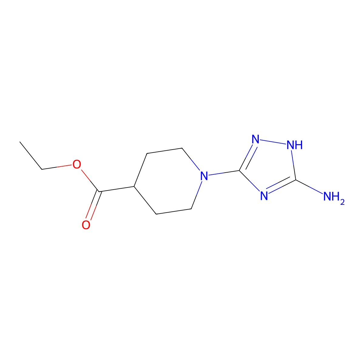 ethyl 1-(5-amino-4H-1,2,4-triazol-3-yl)piperidine-4-carboxylate molecular structure, CAS 1799550-58-5