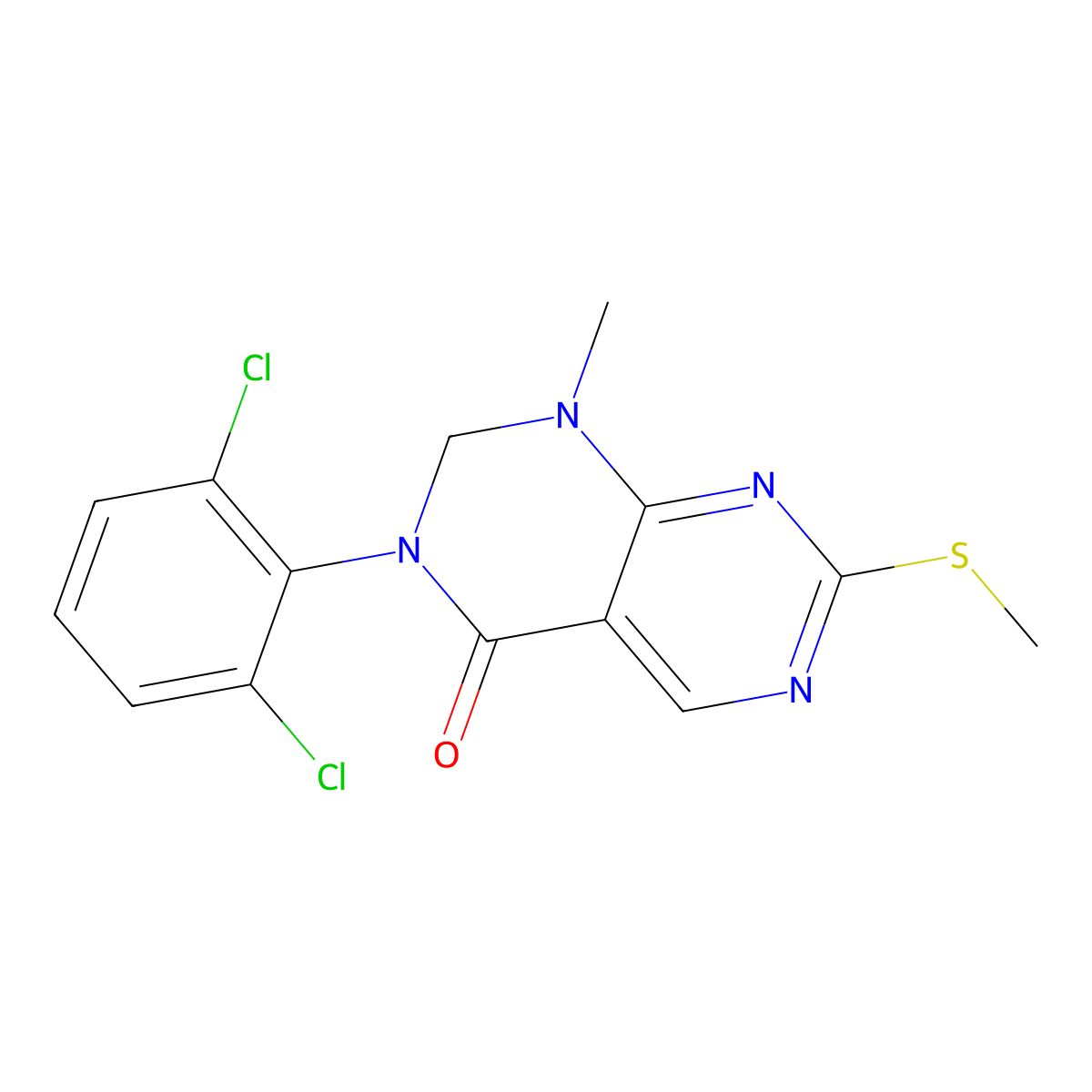3-(2,6-dichlorophenyl)-1-methyl-7-(methylsulfanyl)-1H,2H,3H,4H-pyrimido[4,5-d][1,3]diazin-4-one molecular structure, CAS 1799561-19-5