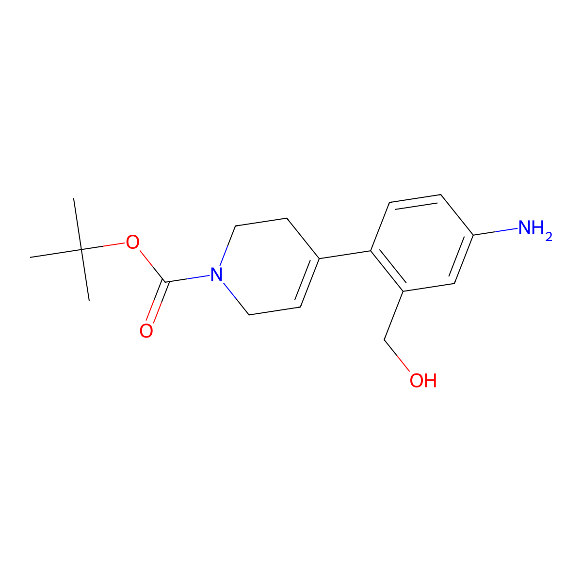 tert-butyl 4-[4-amino-2-(hydroxymethyl)phenyl]-3,6-dihydro-2H-pyridine-1-carboxylate molecular structure, CAS 1799563-95-3