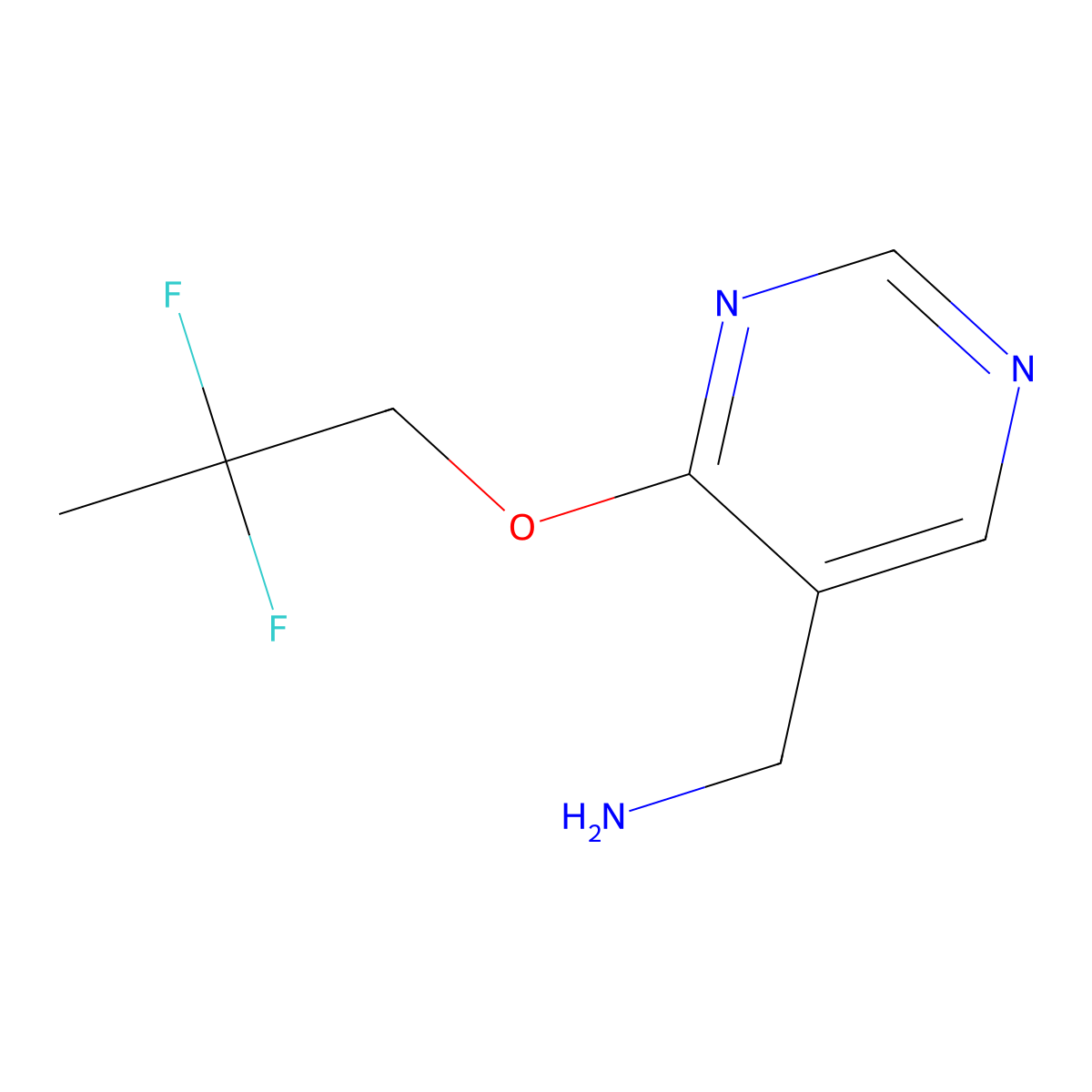 C-[4-(2,2-Difluoro-propoxy)-pyrimidin-5-yl]-methylamine molecular structure, CAS 1799579-59-1