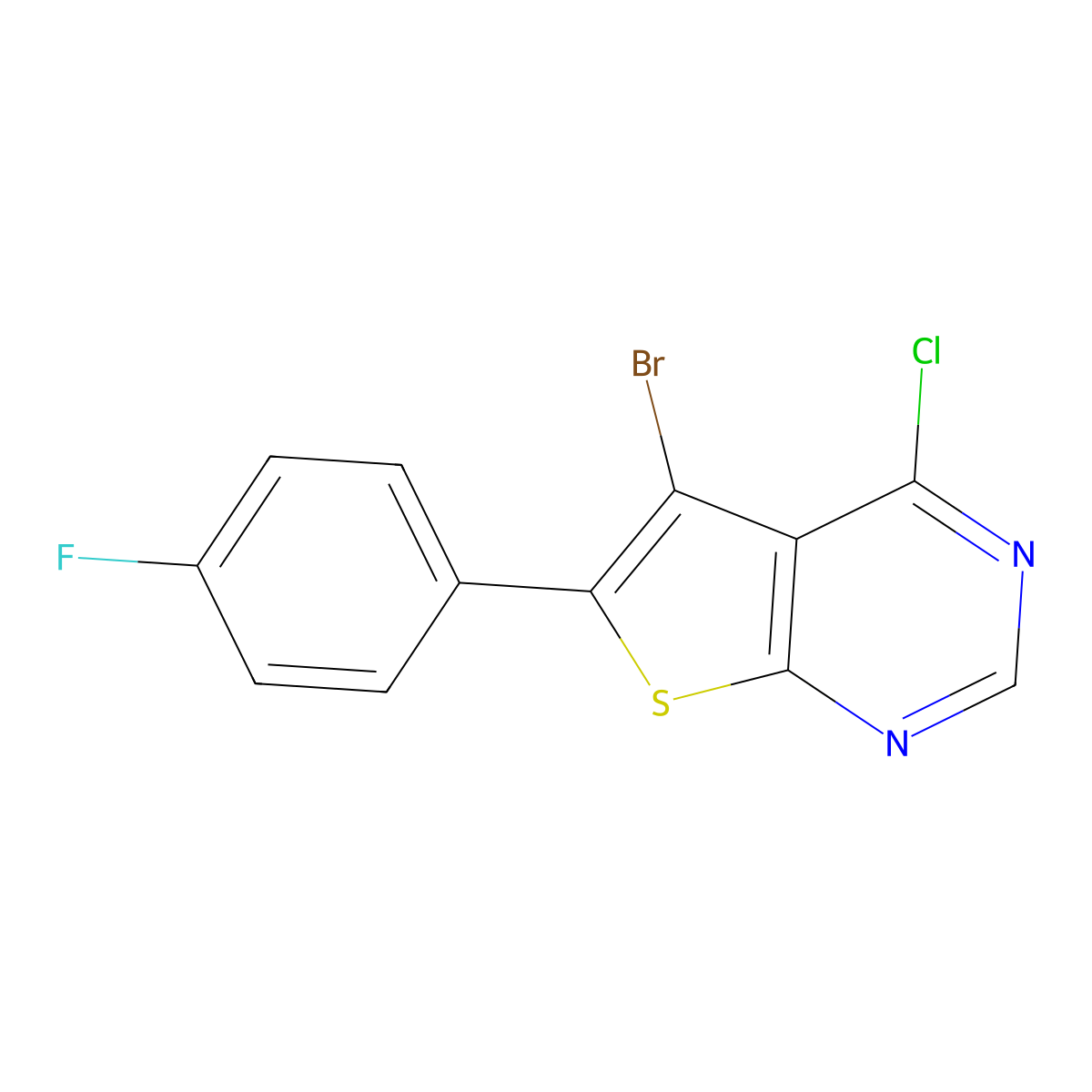 5-Bromo-4-chloro-6-(4-fluorophenyl)thieno[2,3-d]pyrimidine molecular structure, CAS 1799610-96-0