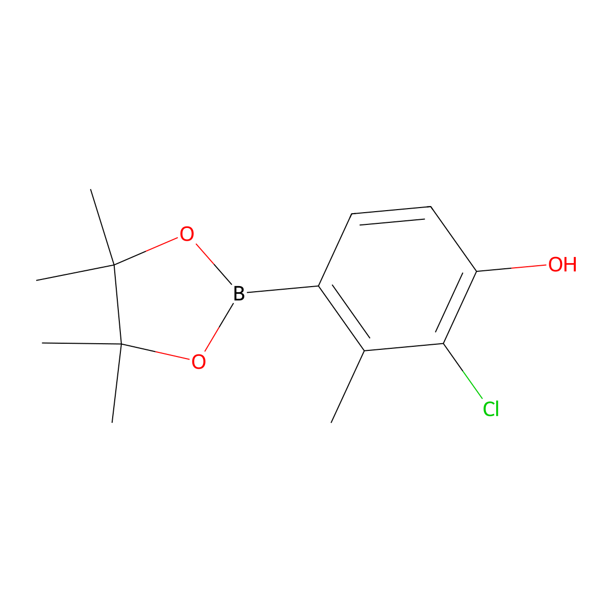 2-Chloro-3-methyl-4-(4,4,5,5-tetramethyl-1,3,2-dioxaborolan-2-yl)phenol molecular structure, CAS 1799612-10-4