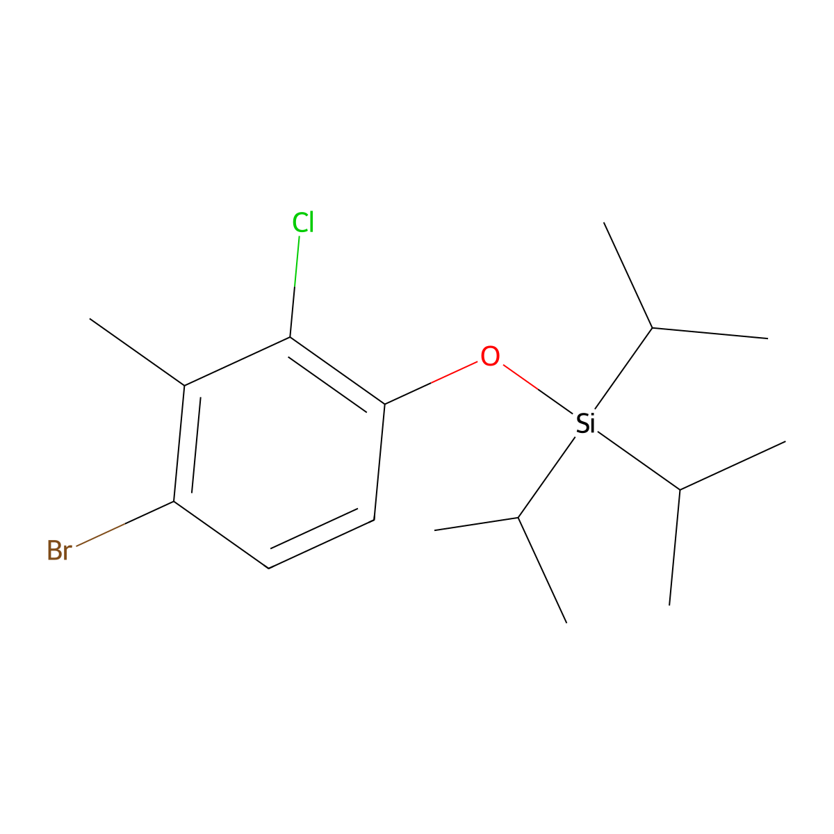 Benzene, 1-bromo-3-chloro-2-methyl-4-[[tris(1-methylethyl)silyl]oxy]- molecular structure, CAS 1799612-12-6