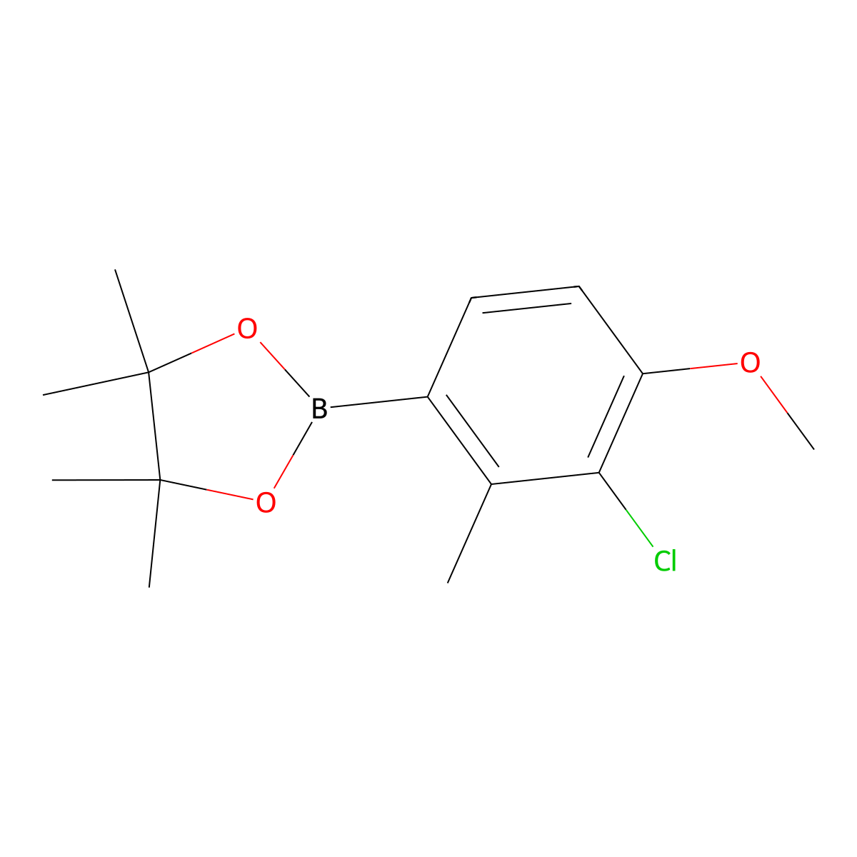 1,3,2-Dioxaborolane, 2-(3-chloro-4-methoxy-2-methylphenyl)-4,4,5,5-tetramethyl- molecular structure, CAS 1799612-14-8