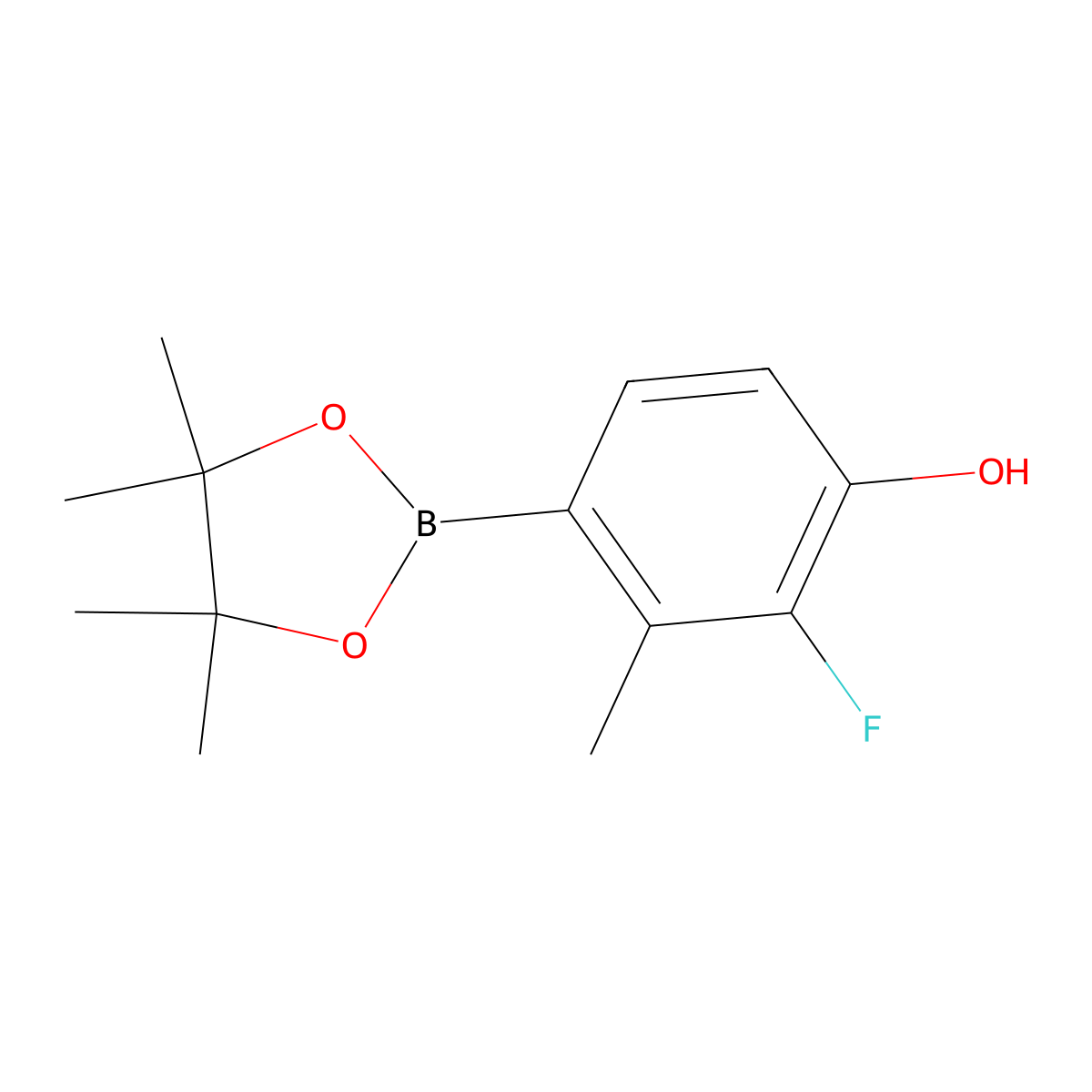 2-Fluoro-3-methyl-4-(4,4,5,5-tetramethyl-1,3,2-dioxaborolan-2-yl)phenol molecular structure, CAS 1799612-22-8