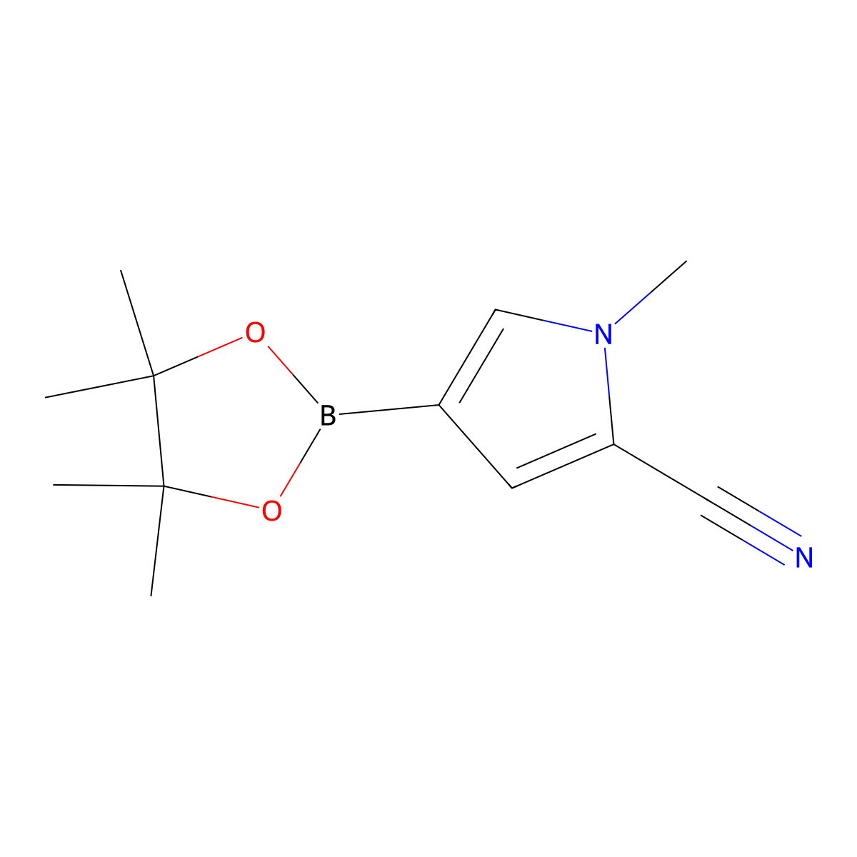 1-methyl-4-(4,4,5,5-tetramethyl-1,3,2-dioxaborolan-2-yl)-1H-pyrrole-2-carbonitrile molecular structure, CAS 1799628-14-0