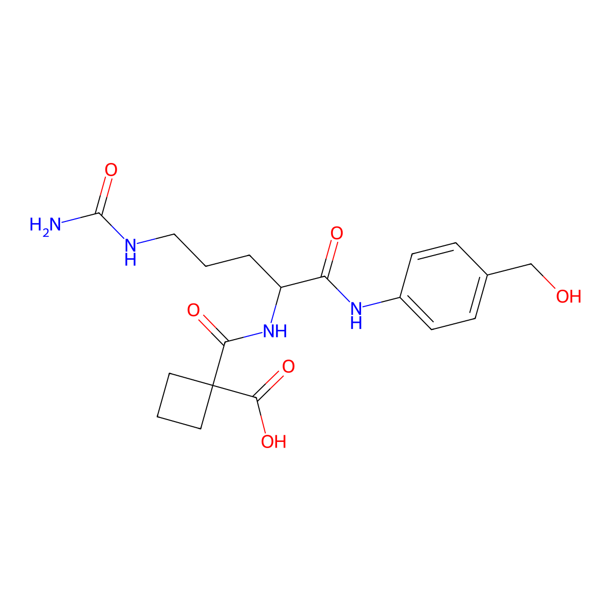 (S)-1-((1-((4-(Hydroxymethyl)phenyl)amino)-1-oxo-5-ureidopentan-2-yl)carbamoyl)cyclobutane-1-carboxylic acid molecular structure, CAS 1799660-01-7