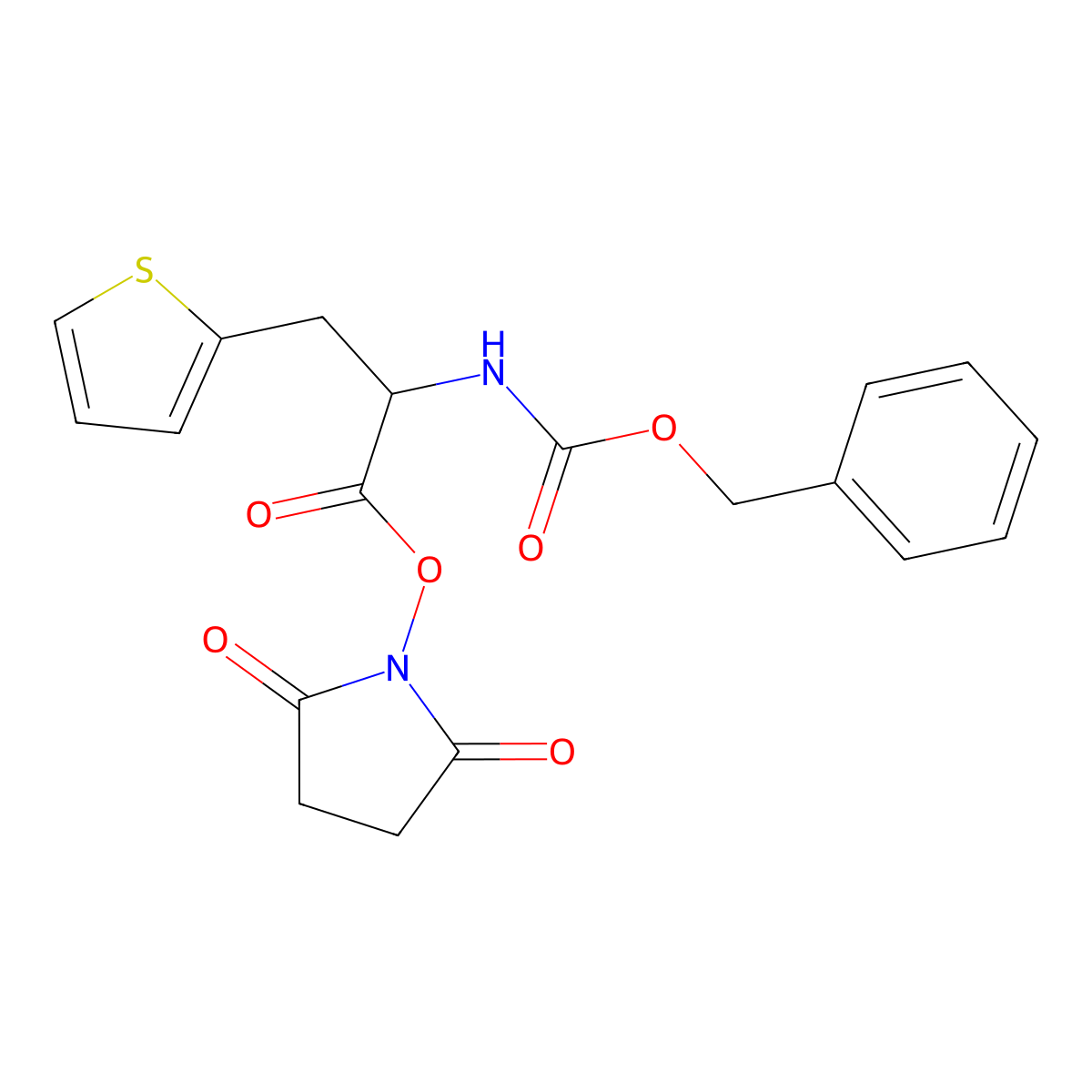 (S)-2-Benzyloxycarbonylamino-3-thiophen-2-yl-propionic acid 2,5-dioxo-pyrrolidin-1-yl ester molecular structure, CAS 1799661-04-3