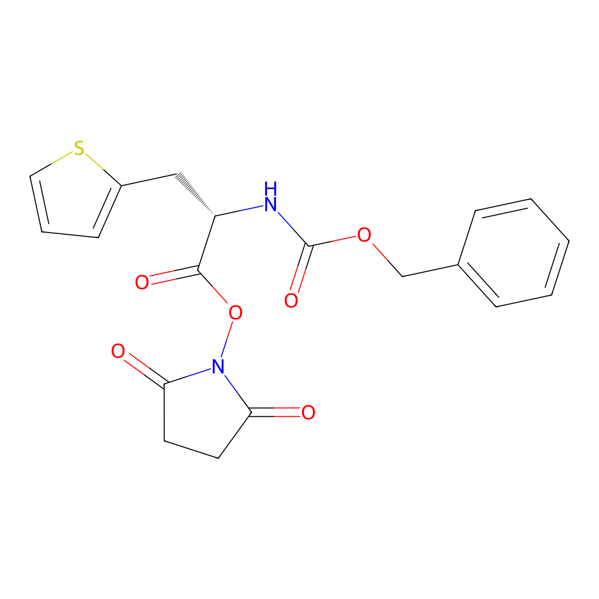 (S)-2-Benzyloxycarbonylamino-3-thiophen-2-yl-propionic acid 2,5-dioxo-pyrrolidin-1-yl ester molecular structure, CAS 1799661-04-3