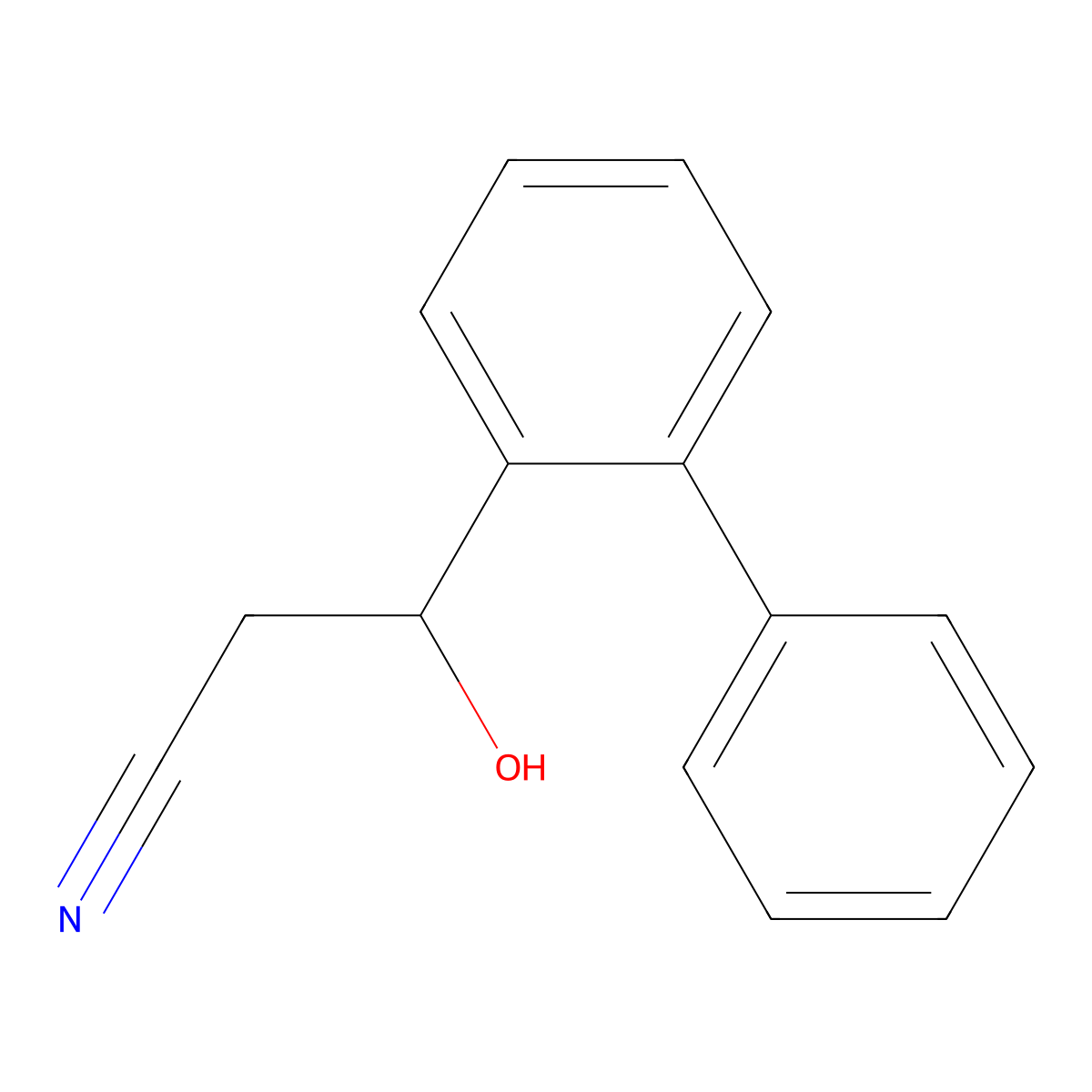 3-Hydroxy-3-(2-phenylphenyl)propanenitrile molecular structure, CAS 1799668-62-4