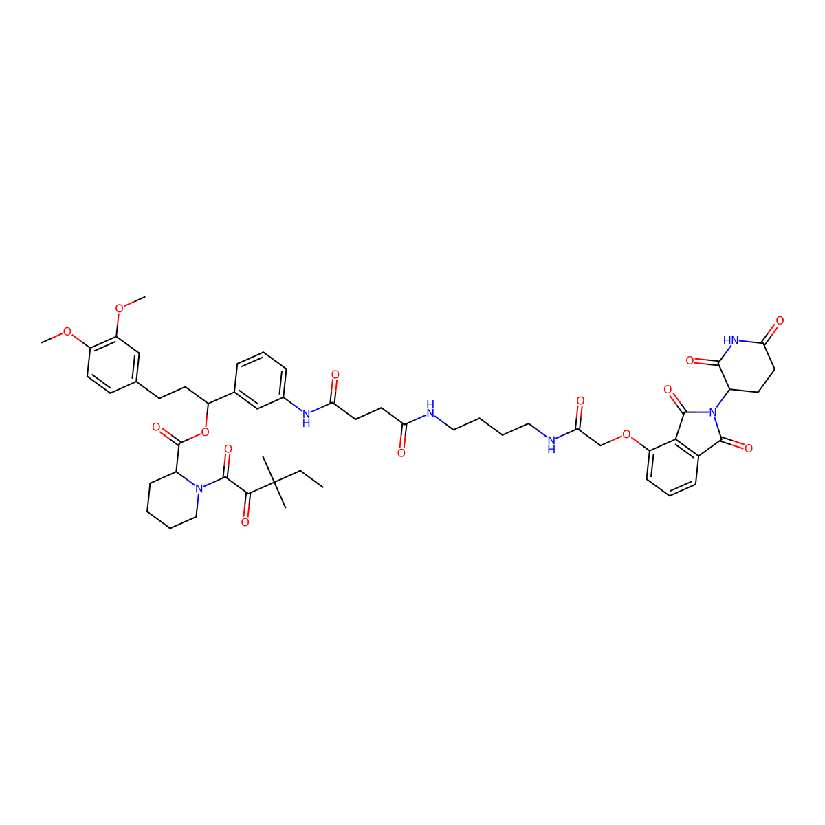 (1R)-3-(3,4-Dimethoxyphenyl)-1-(3-((4-((4-((2-((2-(2,6-dioxo-3-piperidinyl)-2,3-dihydro-1,3-dioxo-1H-isoindol-4-yl)oxy)acetyl)amino)butyl)amino)-1,4-dioxobutyl)amino)phenyl)propyl (2S)-1-(3,3-dimethyl-1,2-dioxopentyl)-2-piperidinecarboxylate molecular structure, CAS 1799711-22-0