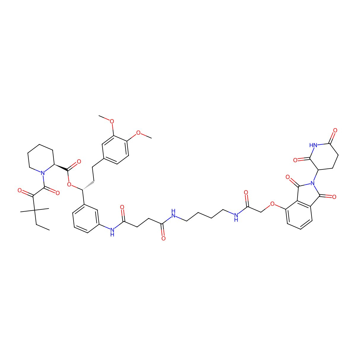 (1R)-3-(3,4-Dimethoxyphenyl)-1-(3-((4-((4-((2-((2-(2,6-dioxo-3-piperidinyl)-2,3-dihydro-1,3-dioxo-1H-isoindol-4-yl)oxy)acetyl)amino)butyl)amino)-1,4-dioxobutyl)amino)phenyl)propyl (2S)-1-(3,3-dimethyl-1,2-dioxopentyl)-2-piperidinecarboxylate molecular structure, CAS 1799711-22-0