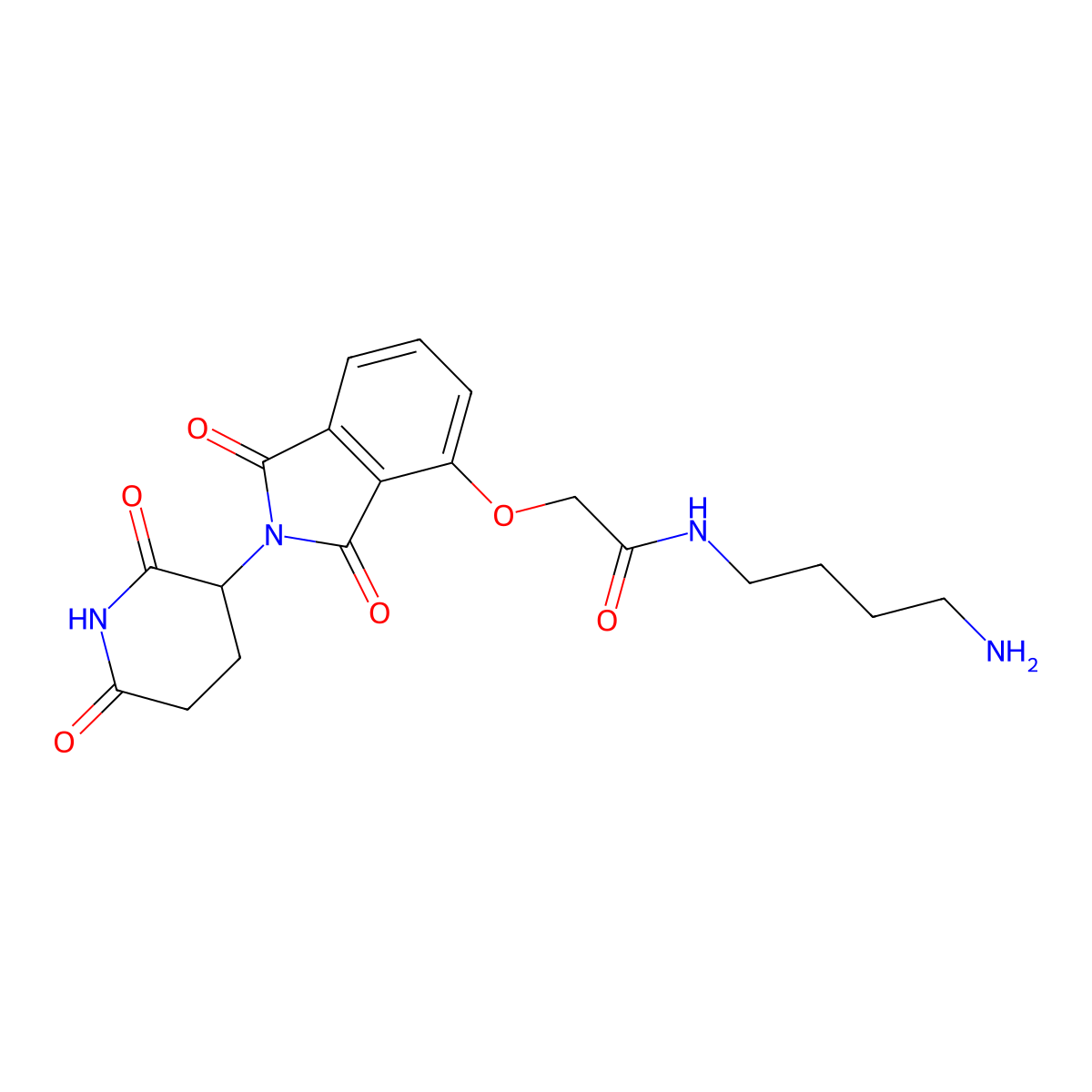 N-(4-aminobutyl)-2-((2-(2,6-dioxopiperidin-3-yl)-1,3-dioxoisoindolin-4-yl)oxy)acetamide molecular structure, CAS 1799711-24-2
