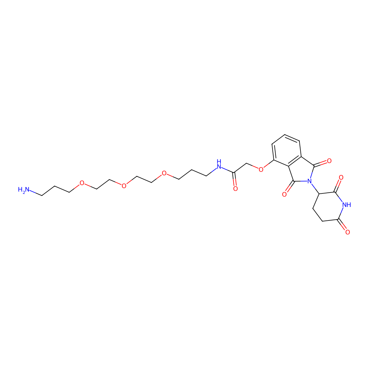 N-(3-(2-(2-(3-Aminopropoxy)ethoxy)ethoxy)propyl)-2-((2-(2,6-dioxopiperidin-3-yl)-1,3-dioxoisoindolin-4-yl)oxy)acetamide molecular structure, CAS 1799711-28-6
