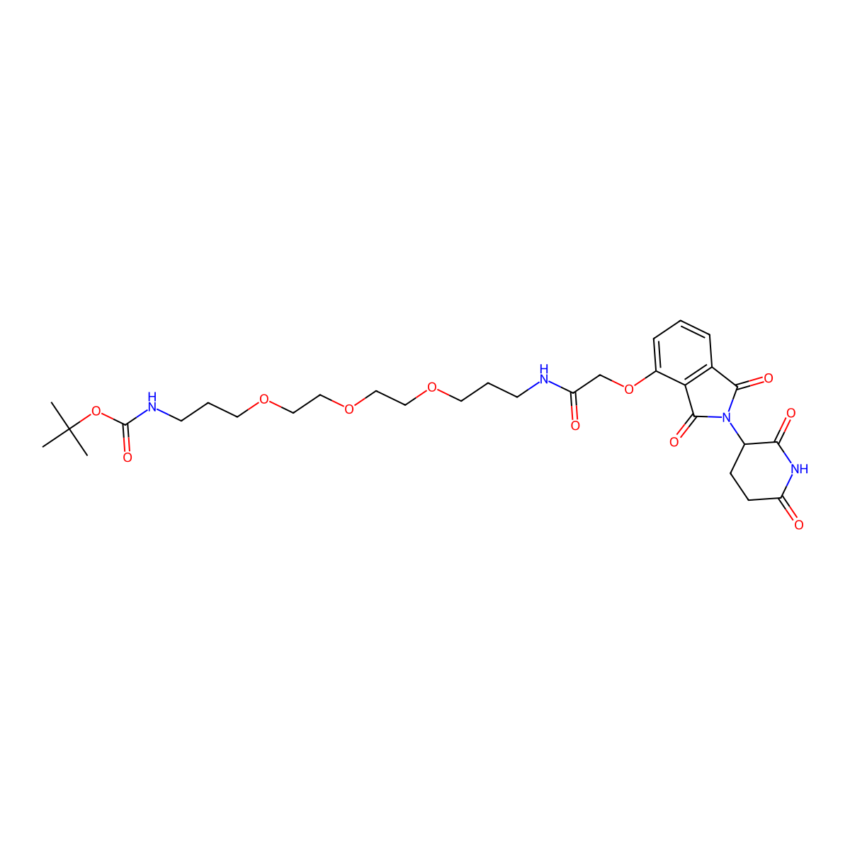 Thalidomide-O-amido-CH2-PEG3-CH2-NH-Boc molecular structure, CAS 1799711-31-1