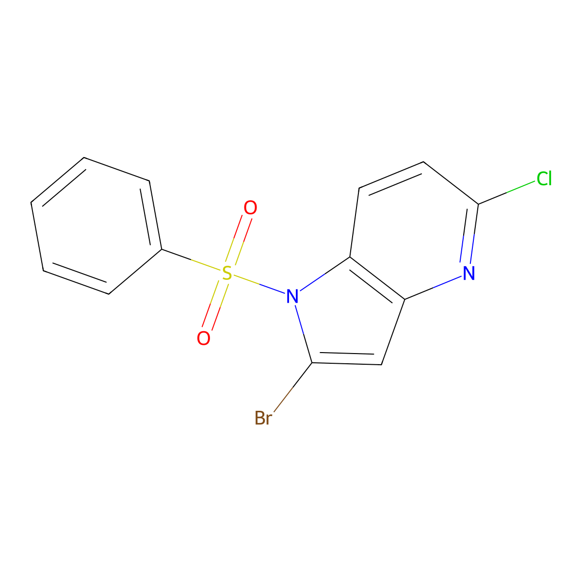 2-Bromo-5-chloro-1-(phenylsulfonyl)-1H-pyrrolo[3,2-b]pyridine molecular structure, CAS 1799726-91-2