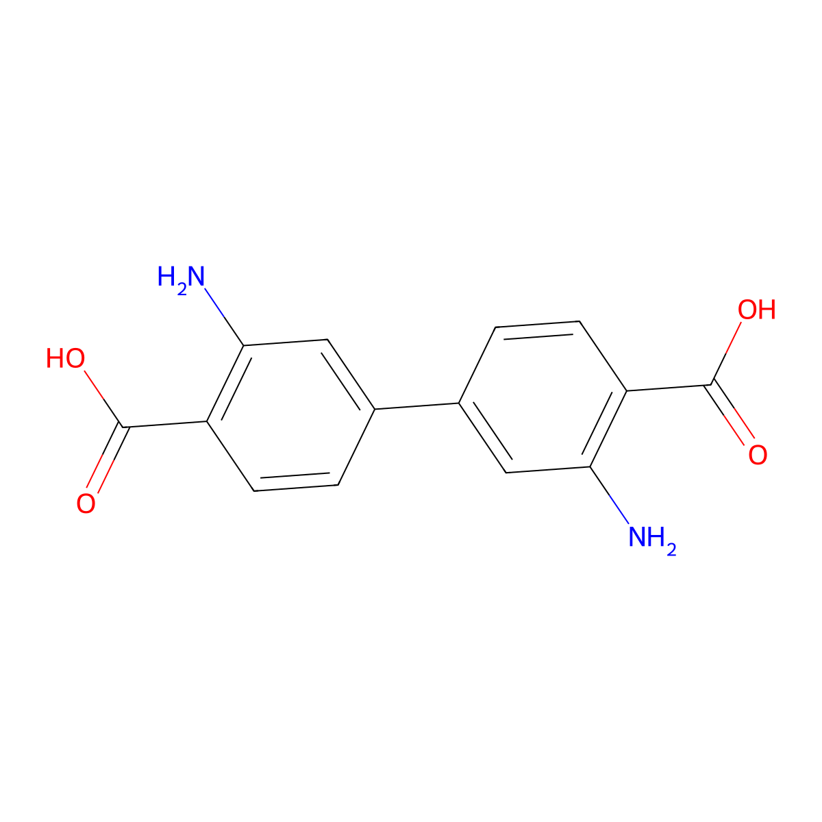 3,3'-Diamino-[1,1'-biphenyl]-4,4'-dicarboxylic acid molecular structure, CAS 1799740-97-8