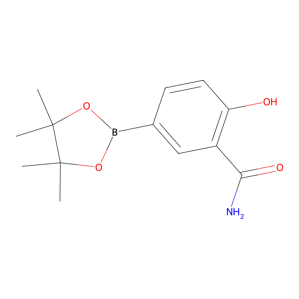 2-Hydroxy-5-(4,4,5,5-tetramethyl-1,3,2-dioxaborolan-2-YL)benzamide molecular structure, CAS 1799792-43-0