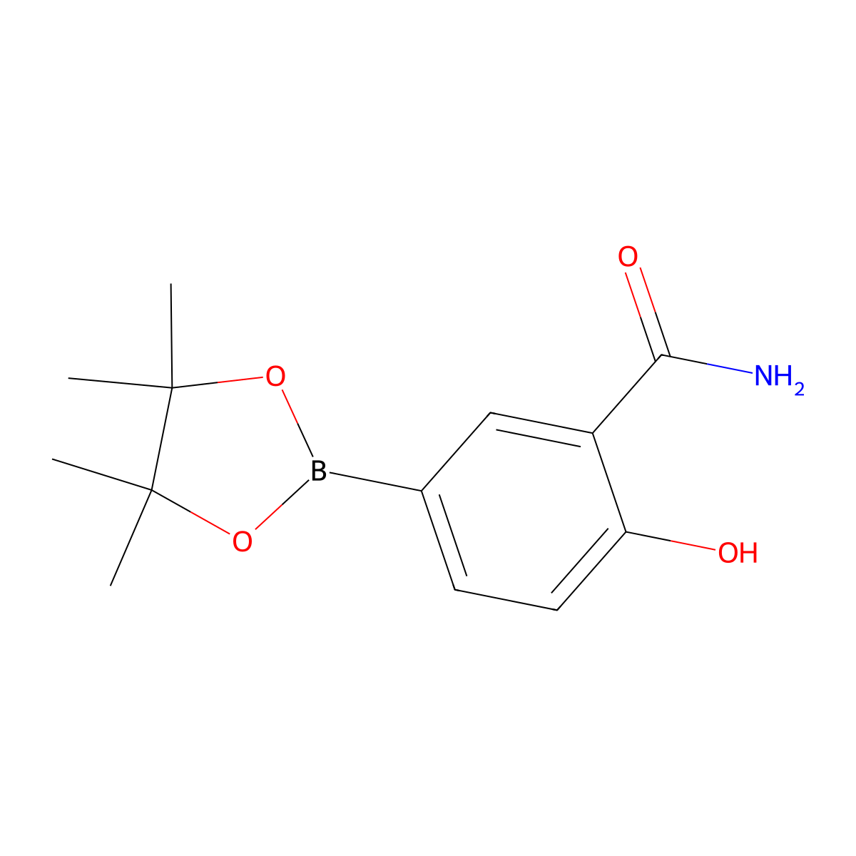 2-Hydroxy-5-(4,4,5,5-tetramethyl-1,3,2-dioxaborolan-2-YL)benzamide molecular structure, CAS 1799792-43-0