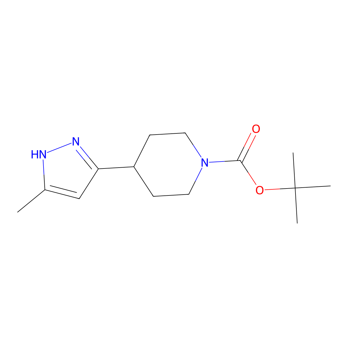 tert-butyl 4-(5-methyl-1H-pyrazol-3-yl)piperidine-1-carboxylate molecular structure, CAS 1799800-03-5