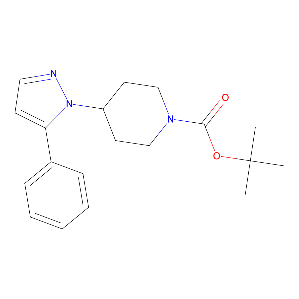 tert-butyl 4-(5-phenyl-1H-pyrazol-1-yl)piperidine-1-carboxylate molecular structure, CAS 1799800-31-9