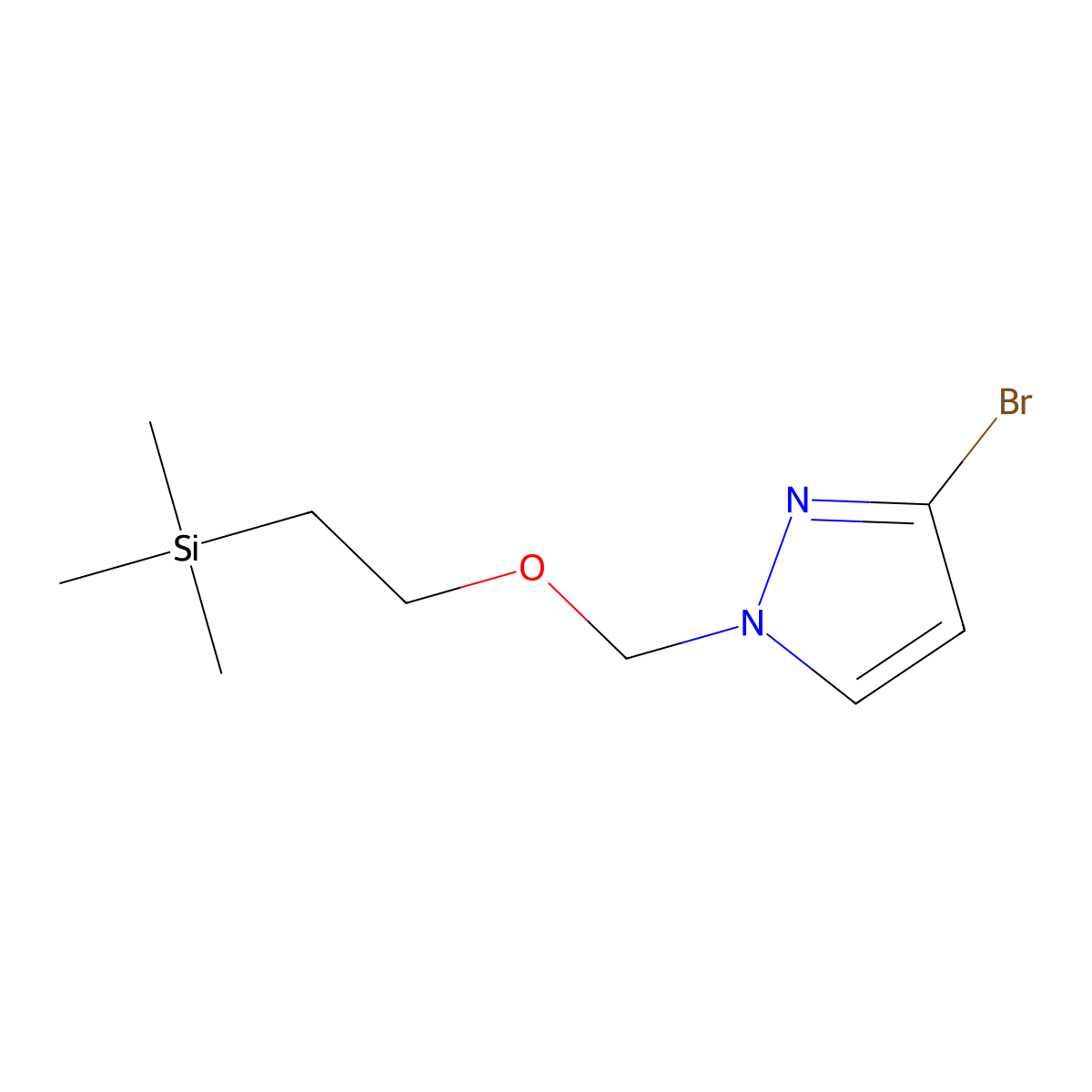 3-bromo-1-{[2-(trimethylsilyl)ethoxy]methyl}-1H-pyrazole molecular structure, CAS 1799818-22-6