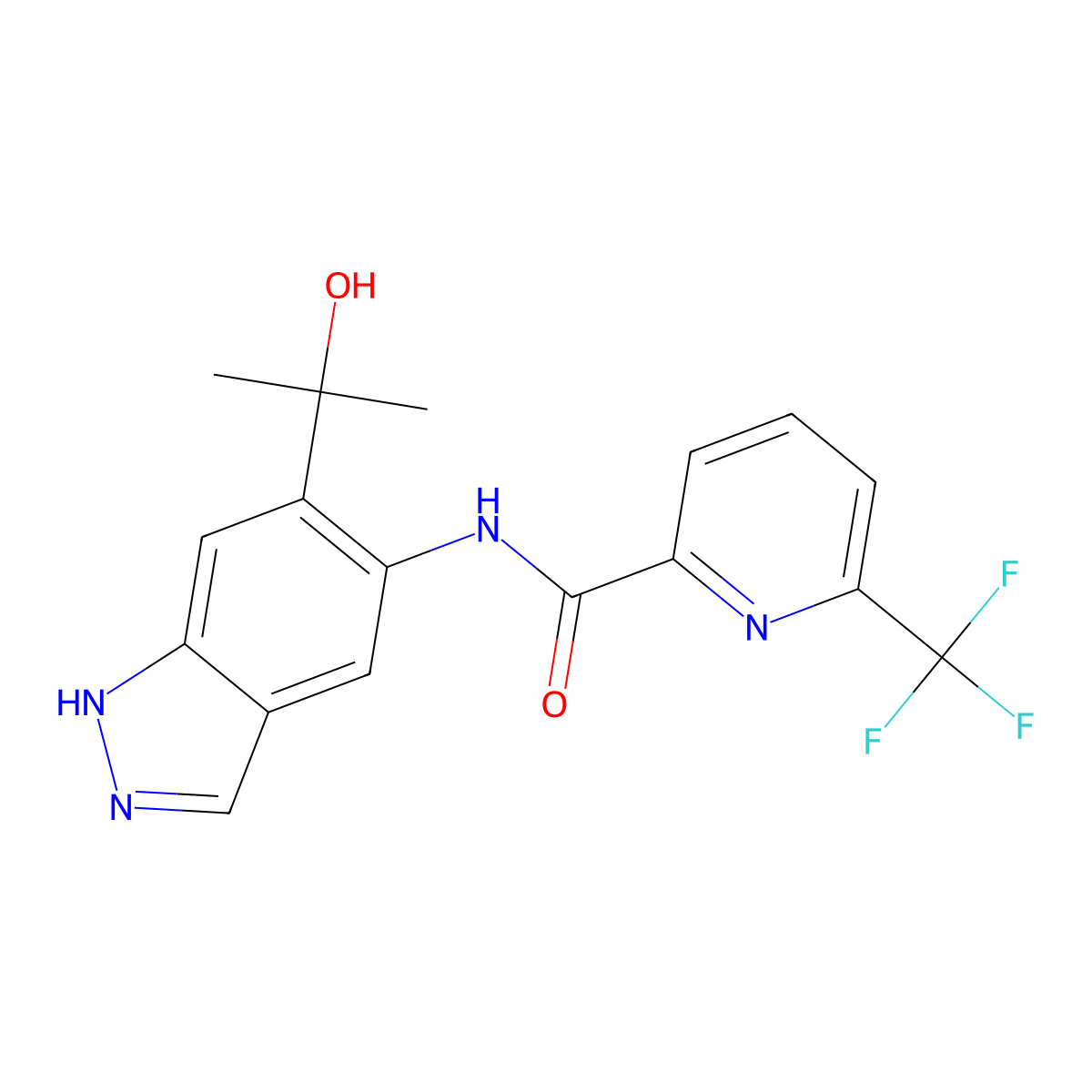 N-[6-(2-hydroxypropan-2-yl)-1H-indazol-5-yl]-6-(trifluoromethyl)pyridine-2-carboxamide molecular structure, CAS 1799836-54-6