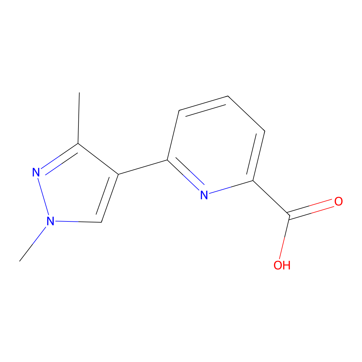 6-(1,3-Dimethyl-1H-pyrazol-4-yl)-2-pyridinecarboxylic acid molecular structure, CAS 1799836-64-8