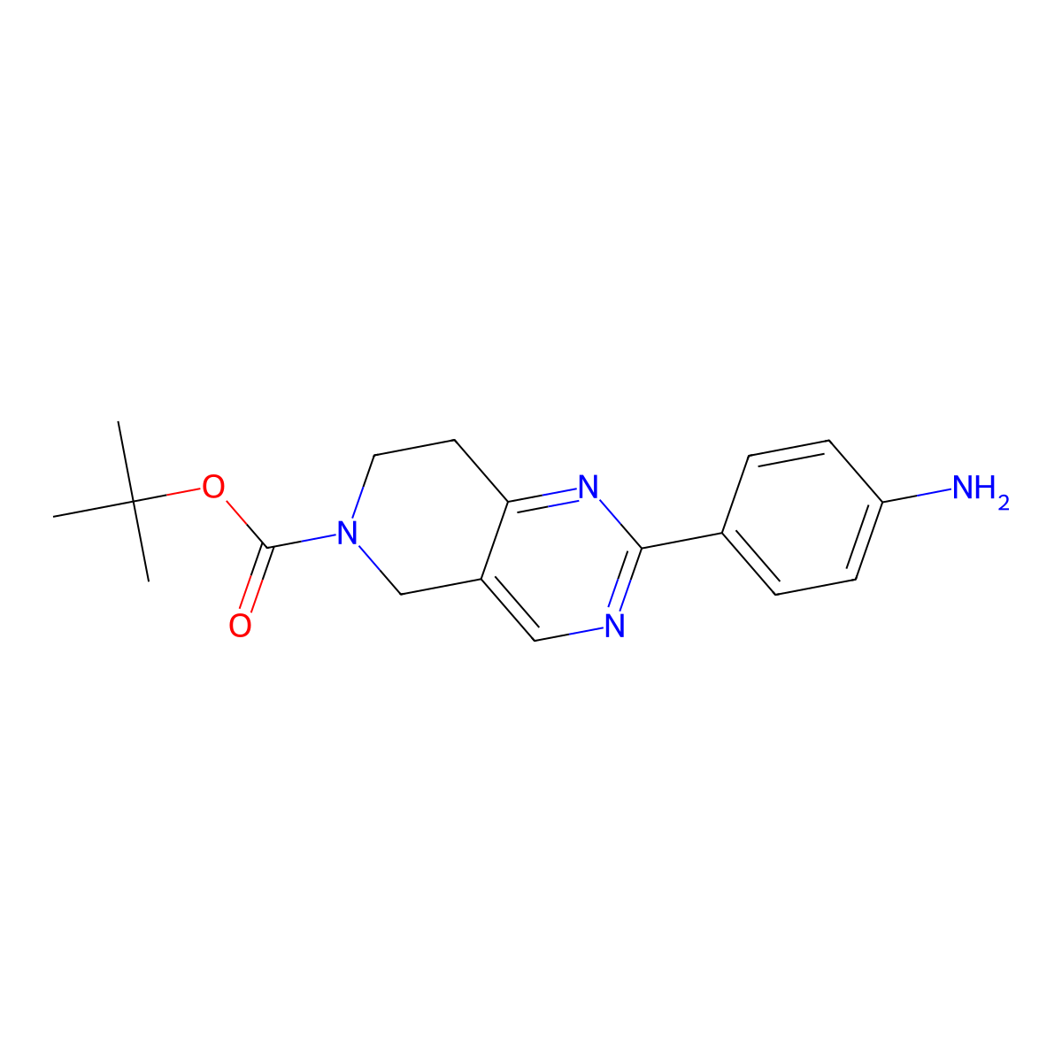 tert-butyl 2-(4-aminophenyl)-7,8-dihydro-5H-pyrido[4,3-d]pyrimidine-6-carboxylate molecular structure, CAS 1799843-42-7
