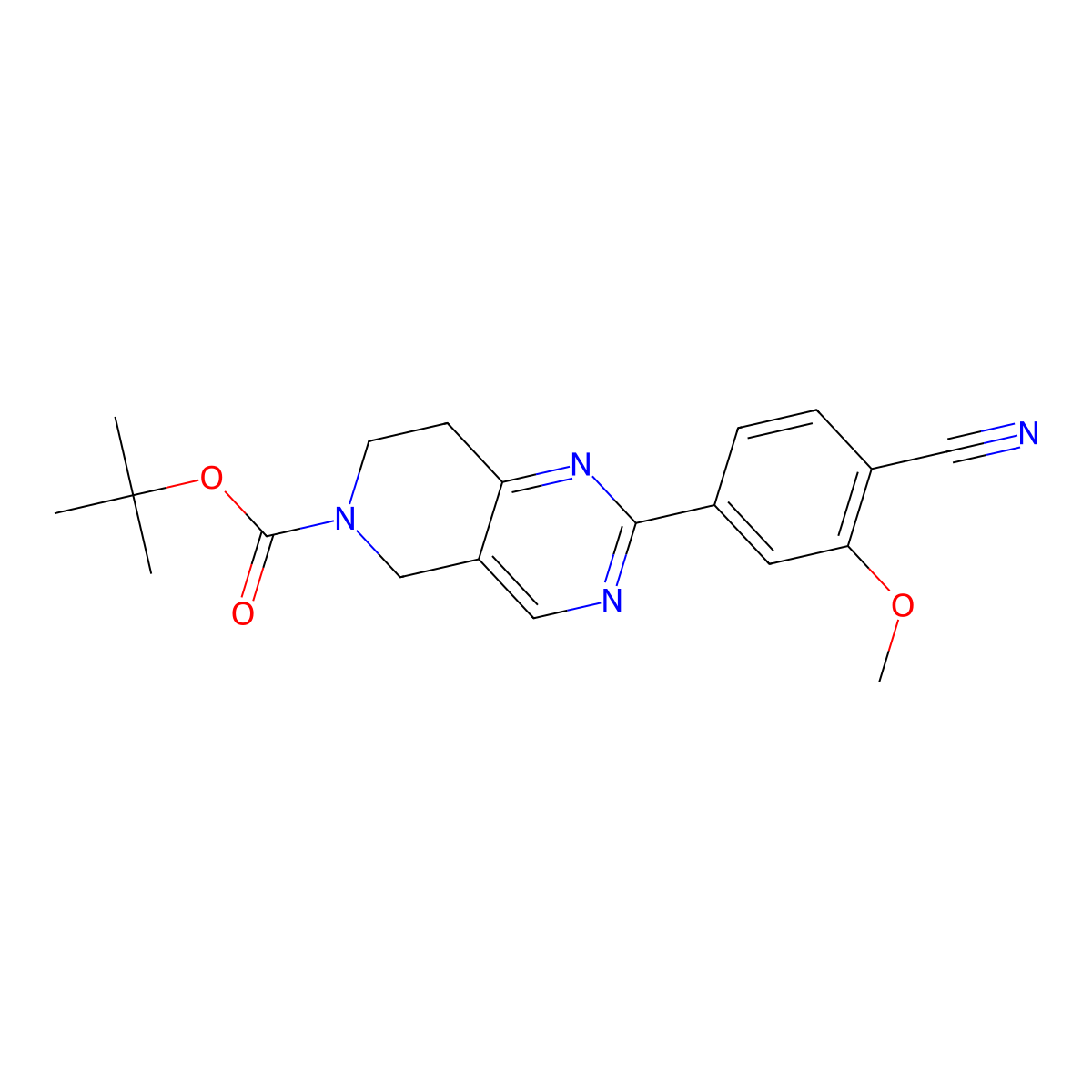 Tert-butyl 2-(4-cyano-3-methoxyphenyl)-7,8-dihydropyrido[4,3-d]pyrimidine-6(5h)-carboxylate molecular structure, CAS 1799843-54-1