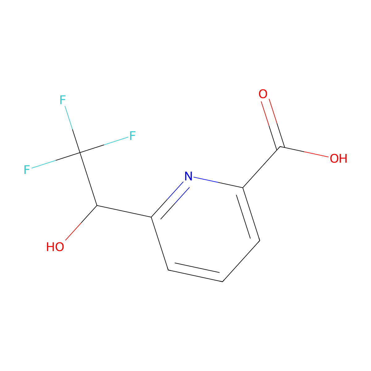 6-(2,2,2-Trifluoro-1-hydroxyethyl)pyridine-2-carboxylic acid molecular structure, CAS 1799890-64-4