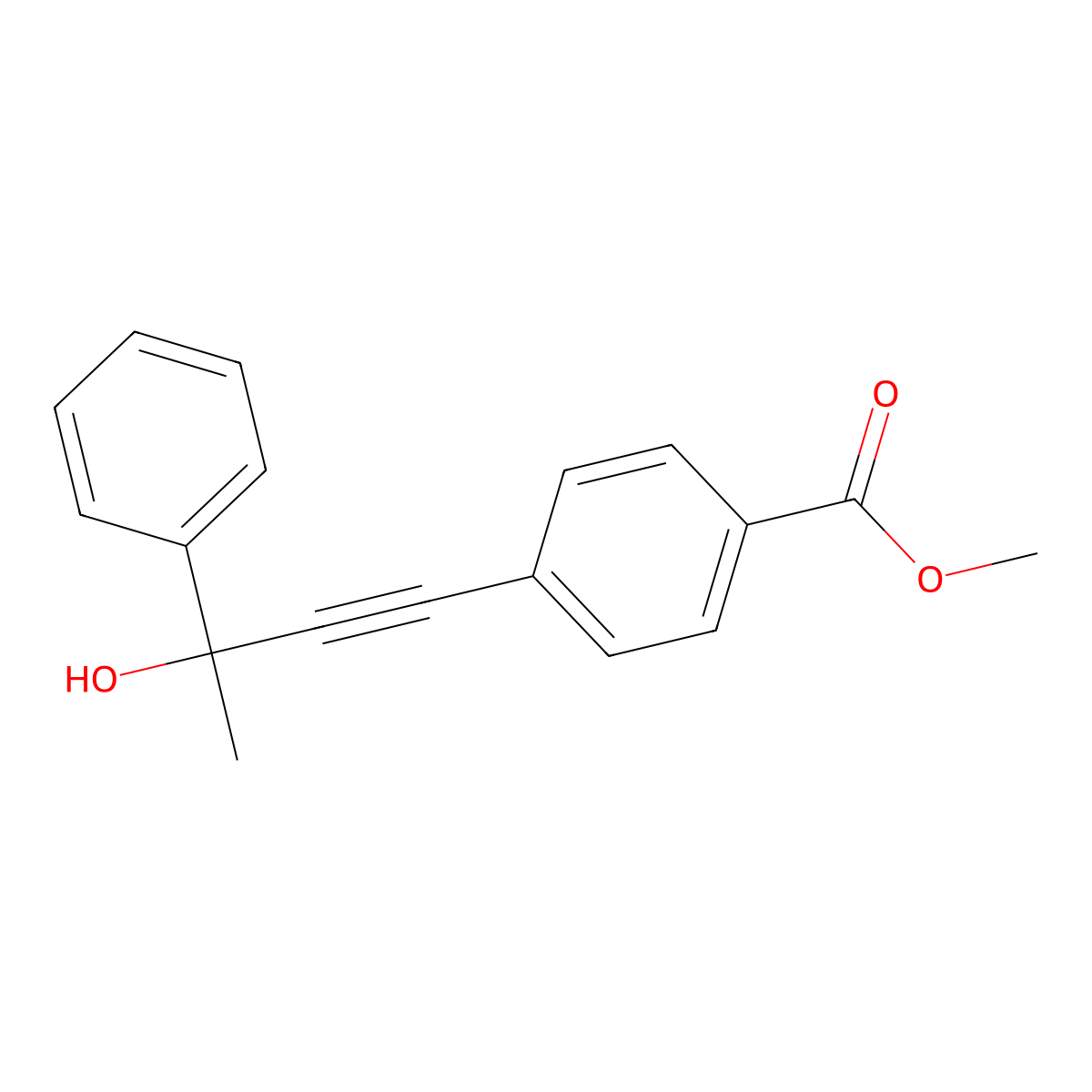 Methyl 4-(3-hydroxy-3-phenyl-1-butyn-1-YL)benzoate molecular structure, CAS 1799902-25-2