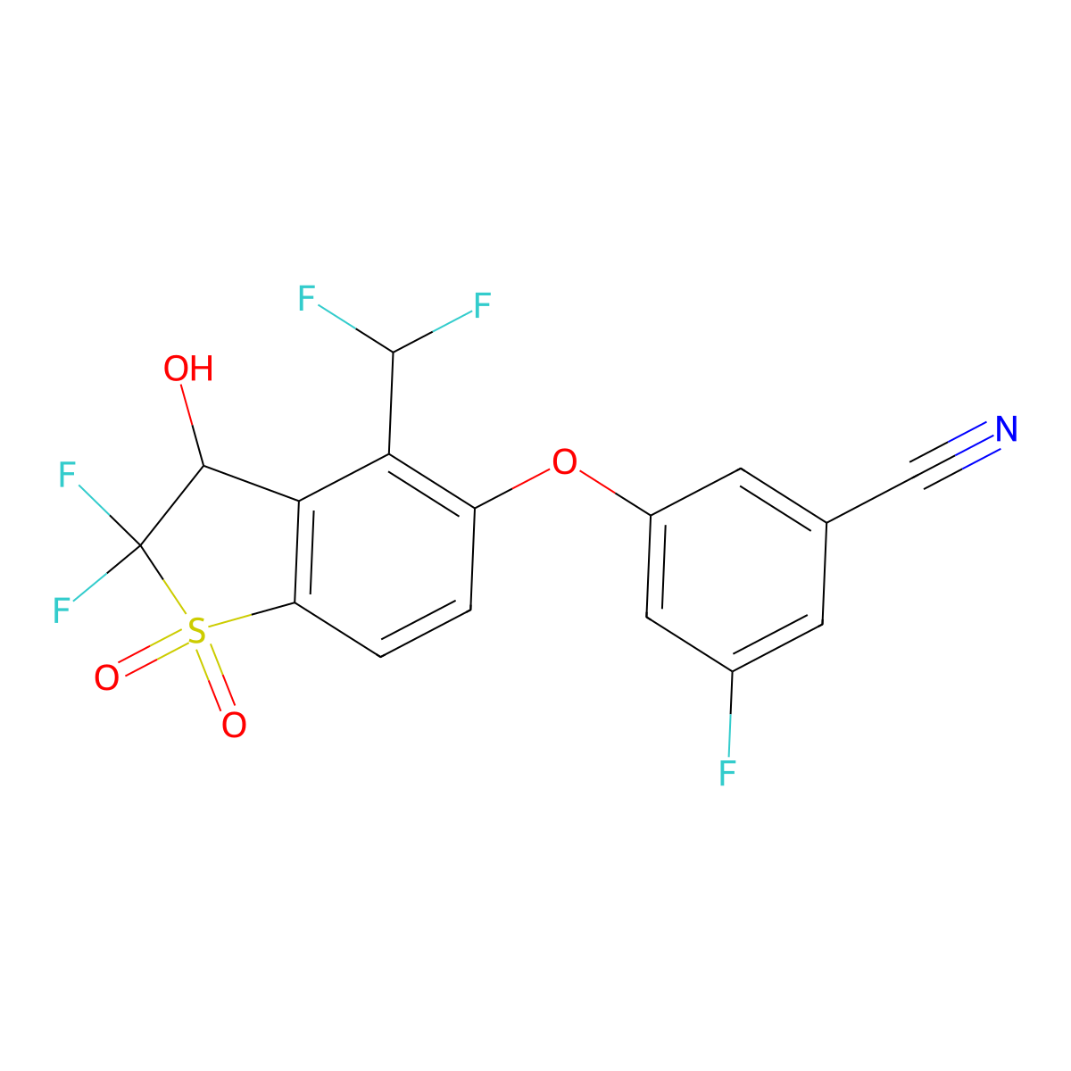 3-[[4-(difluoromethyl)-2,2-difluoro-3-hydroxy-1,1-dioxo-3H-benzothiophen-5-yl]oxy]-5-fluoro-benzonitrile molecular structure, CAS 1799948-32-5