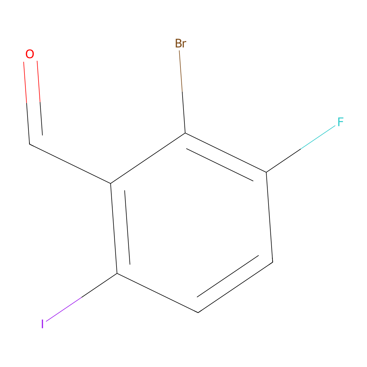 2-Bromo-3-fluoro-6-iodobenzaldehyde molecular structure, CAS 1799949-67-9