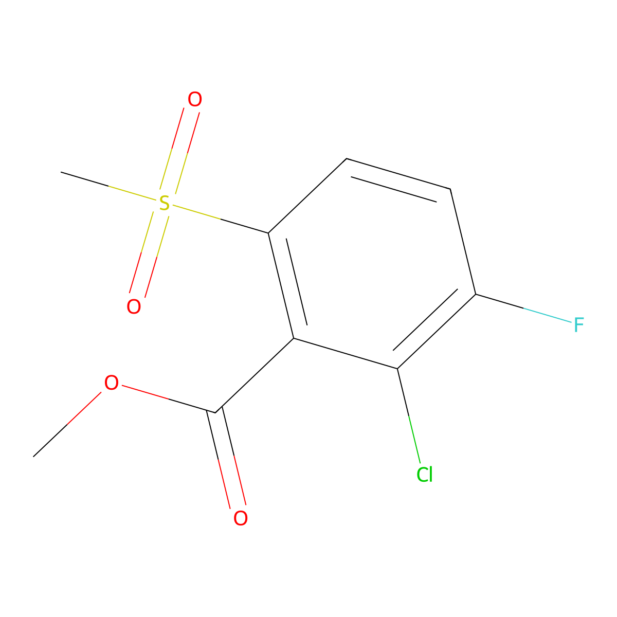 Benzoic acid, 2-chloro-3-fluoro-6-(methylsulfonyl)-, methyl ester molecular structure, CAS 1799950-27-8