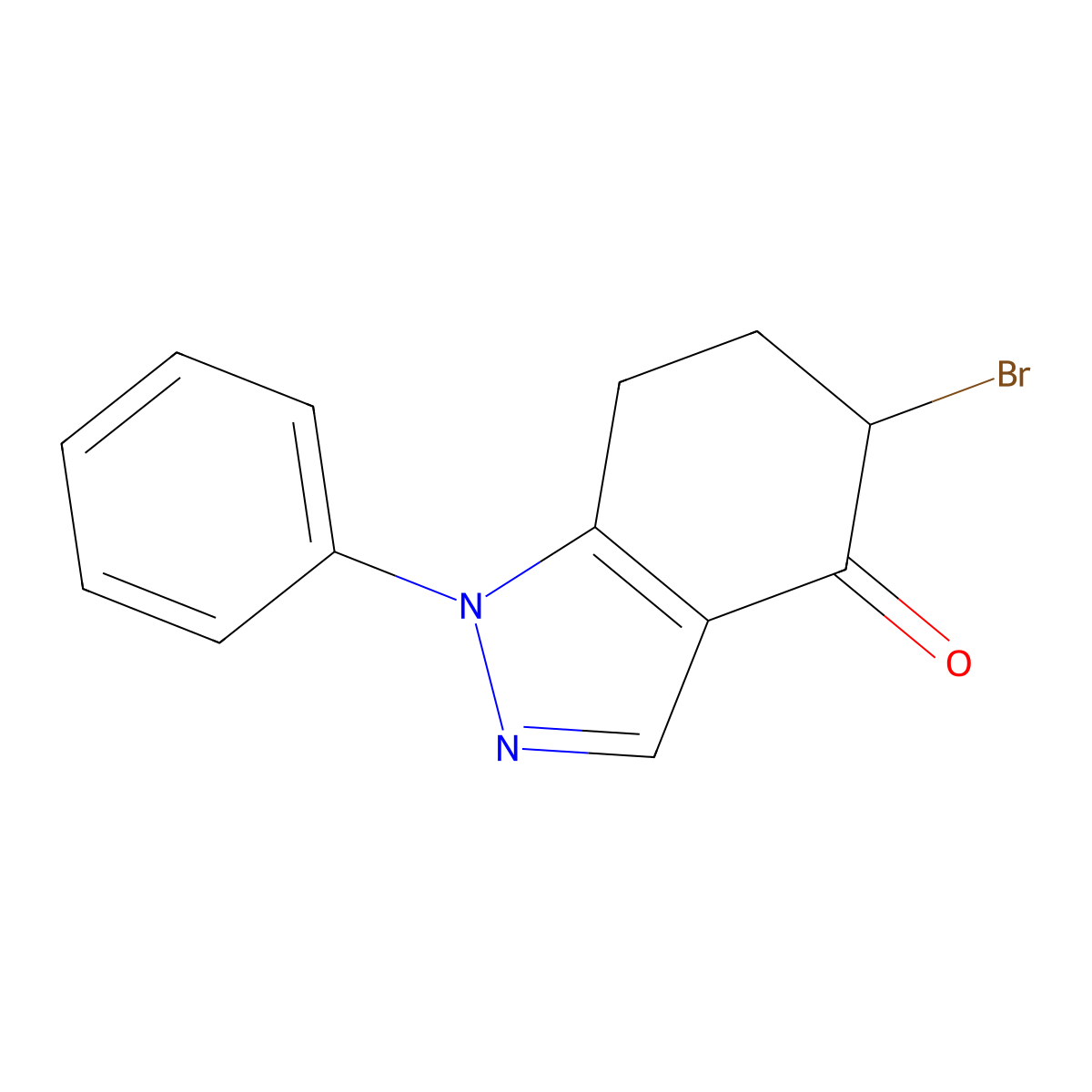 5-Bromo-1,5,6,7-tetrahydro-1-phenyl-4H-indazol-4-one molecular structure, CAS 179996-59-9